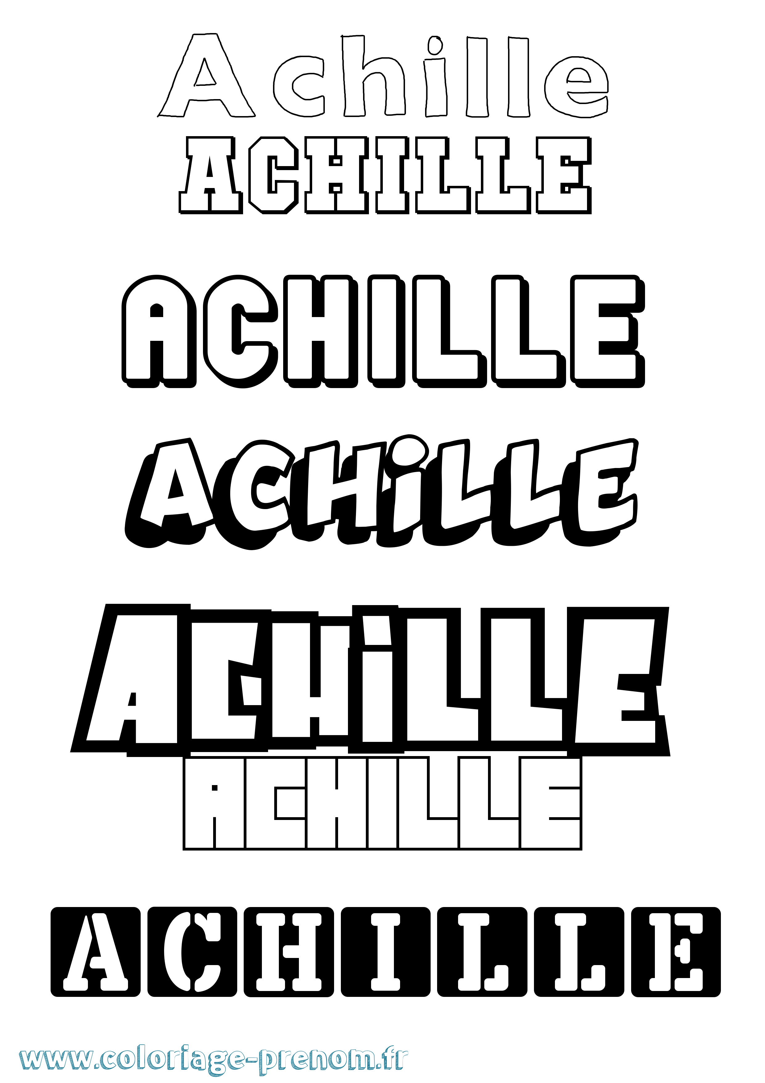 Coloriage prénom Achille Simple