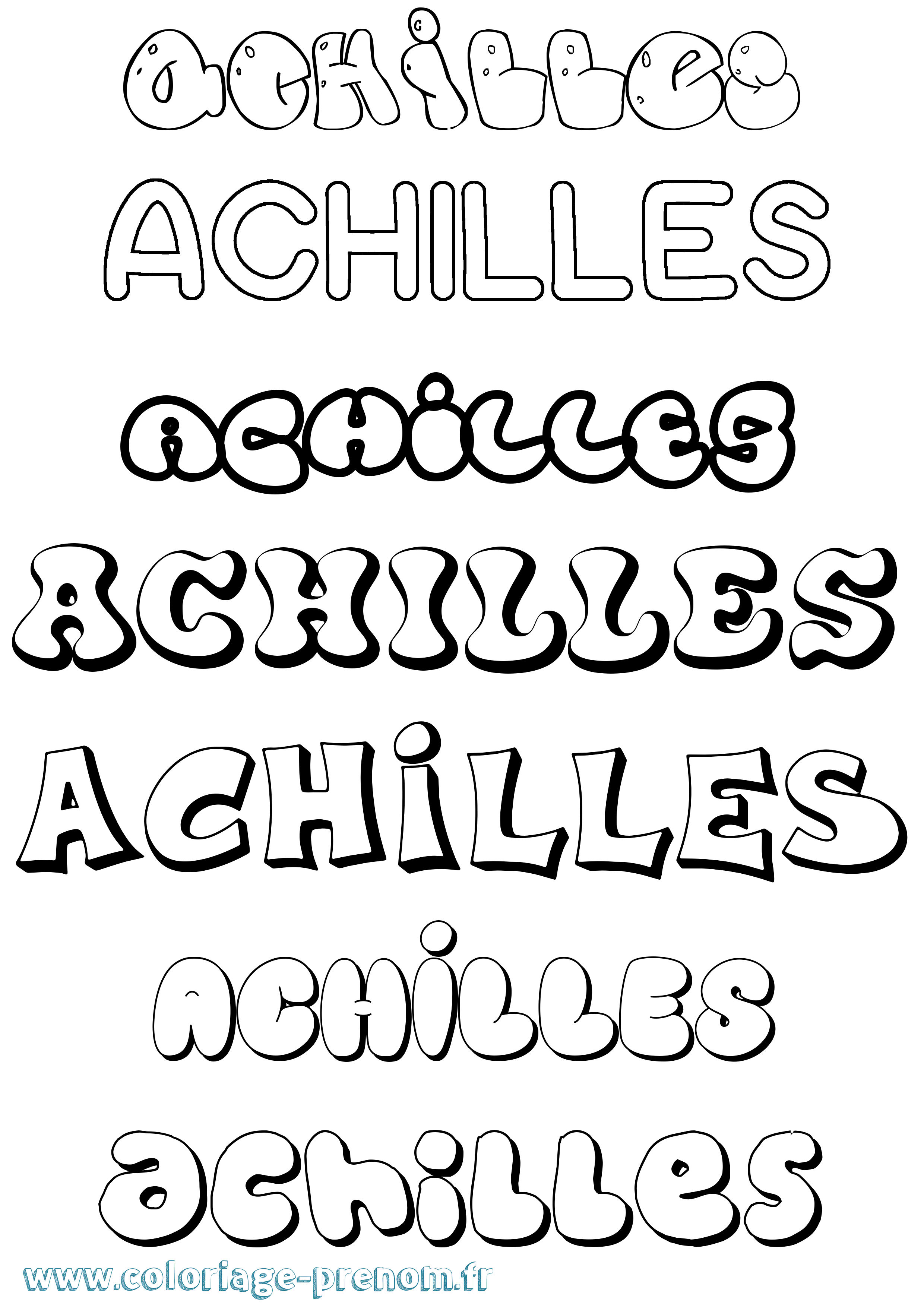 Coloriage Achilles Bubble Coloriage prénom Achilles Bubble