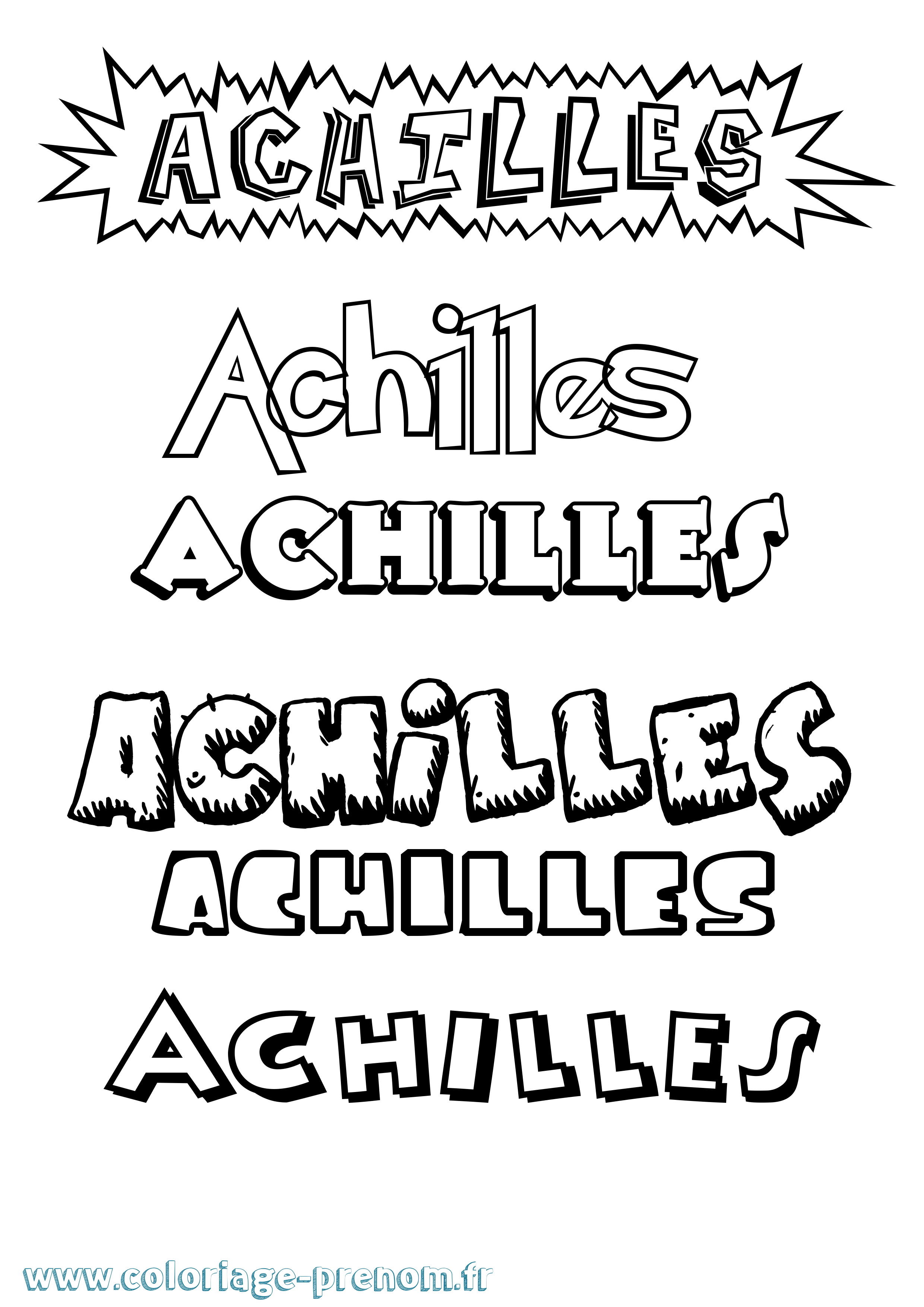 Coloriage Achilles Dessin Animé Coloriage prénom Achilles Dessin Animé