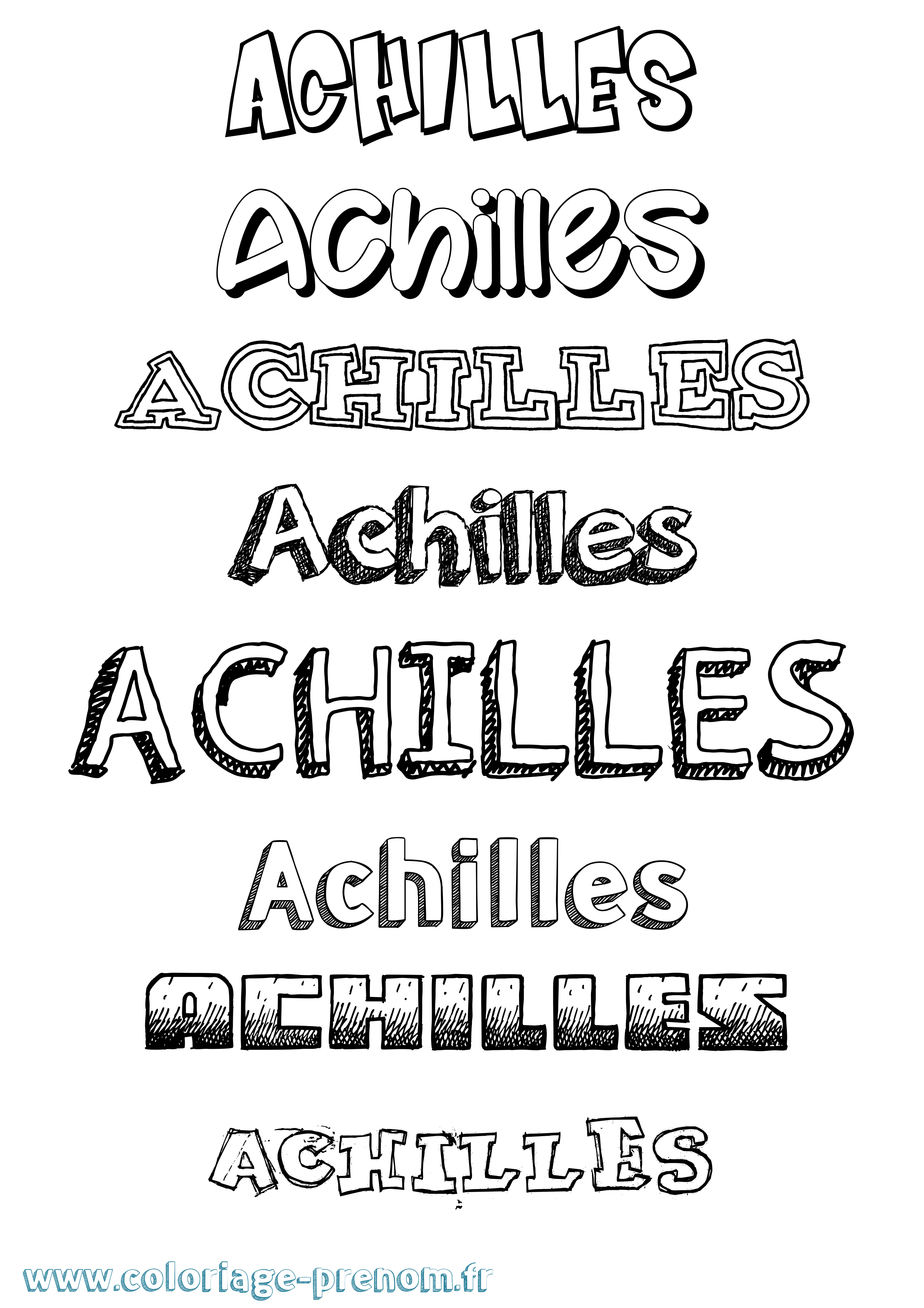 Coloriage Achilles Dessiné Coloriage prénom Achilles Dessiné