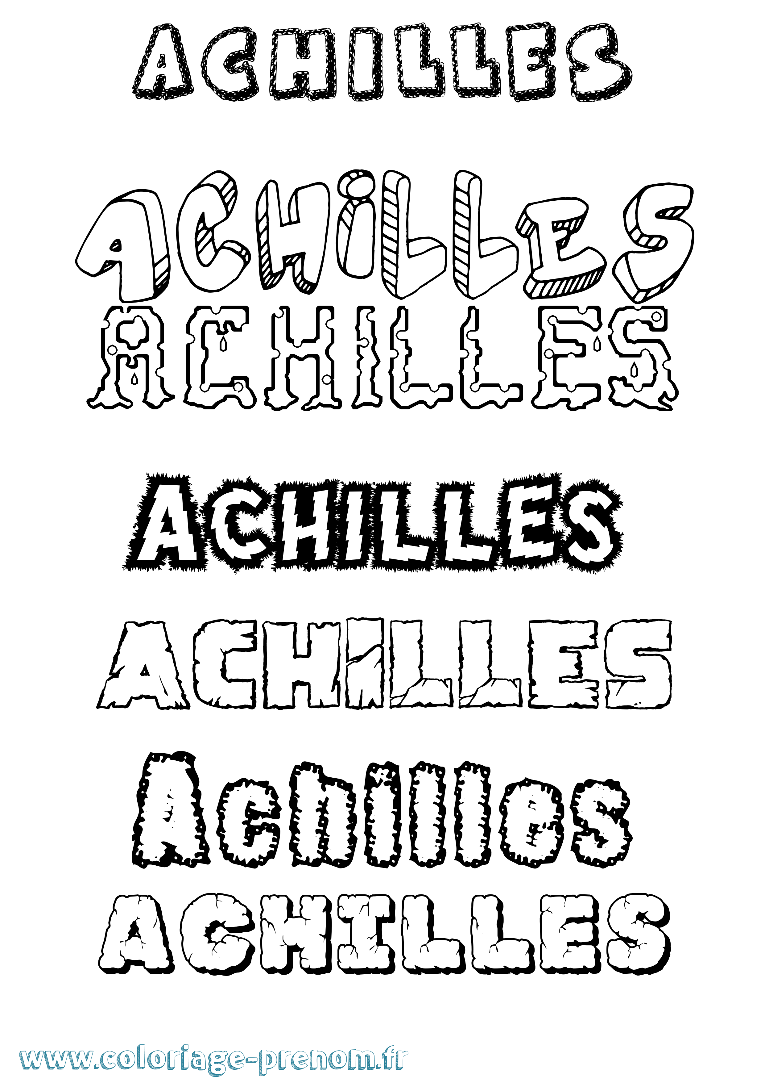 Coloriage prénom Achilles Destructuré