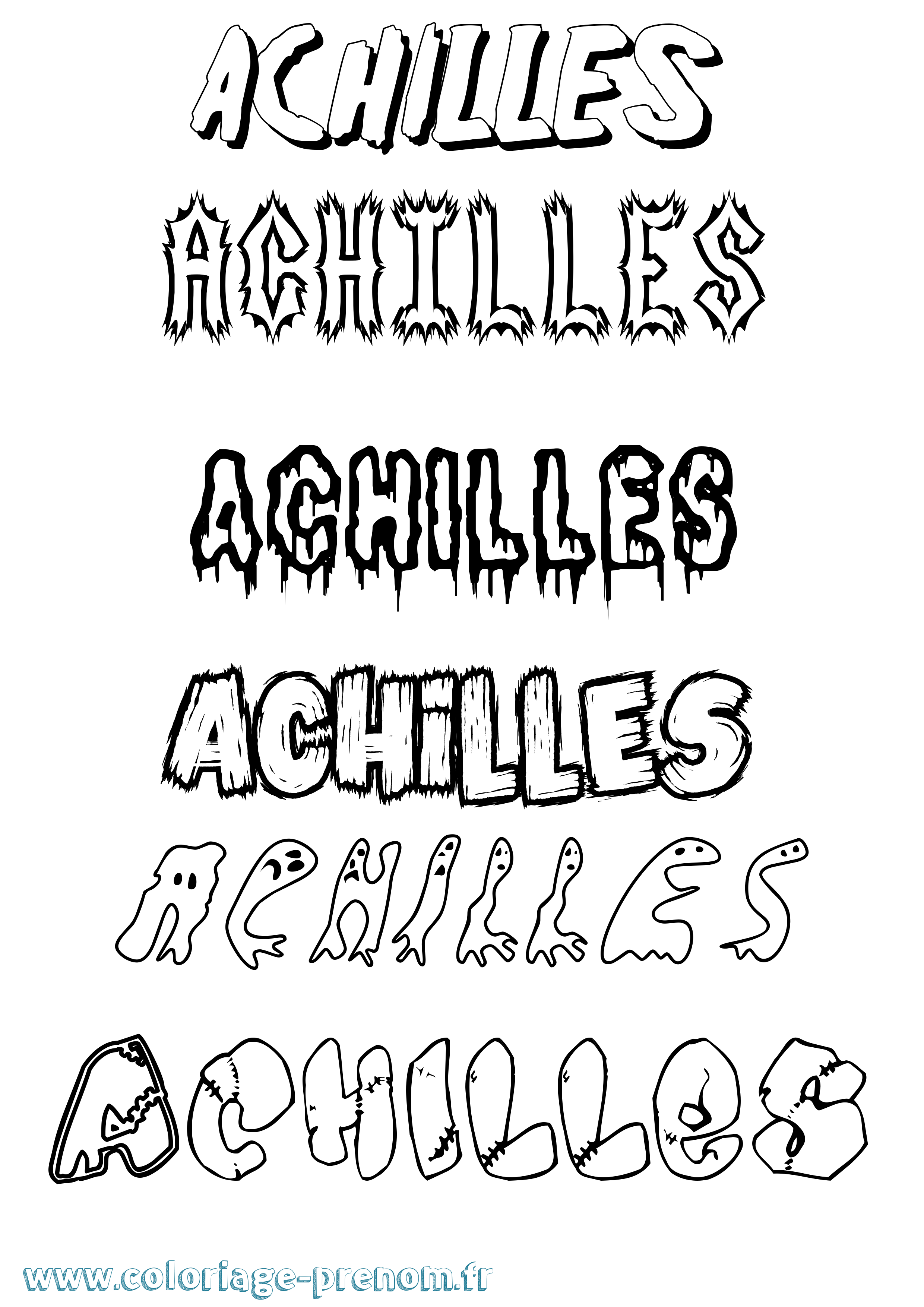 Coloriage prénom Achilles Frisson