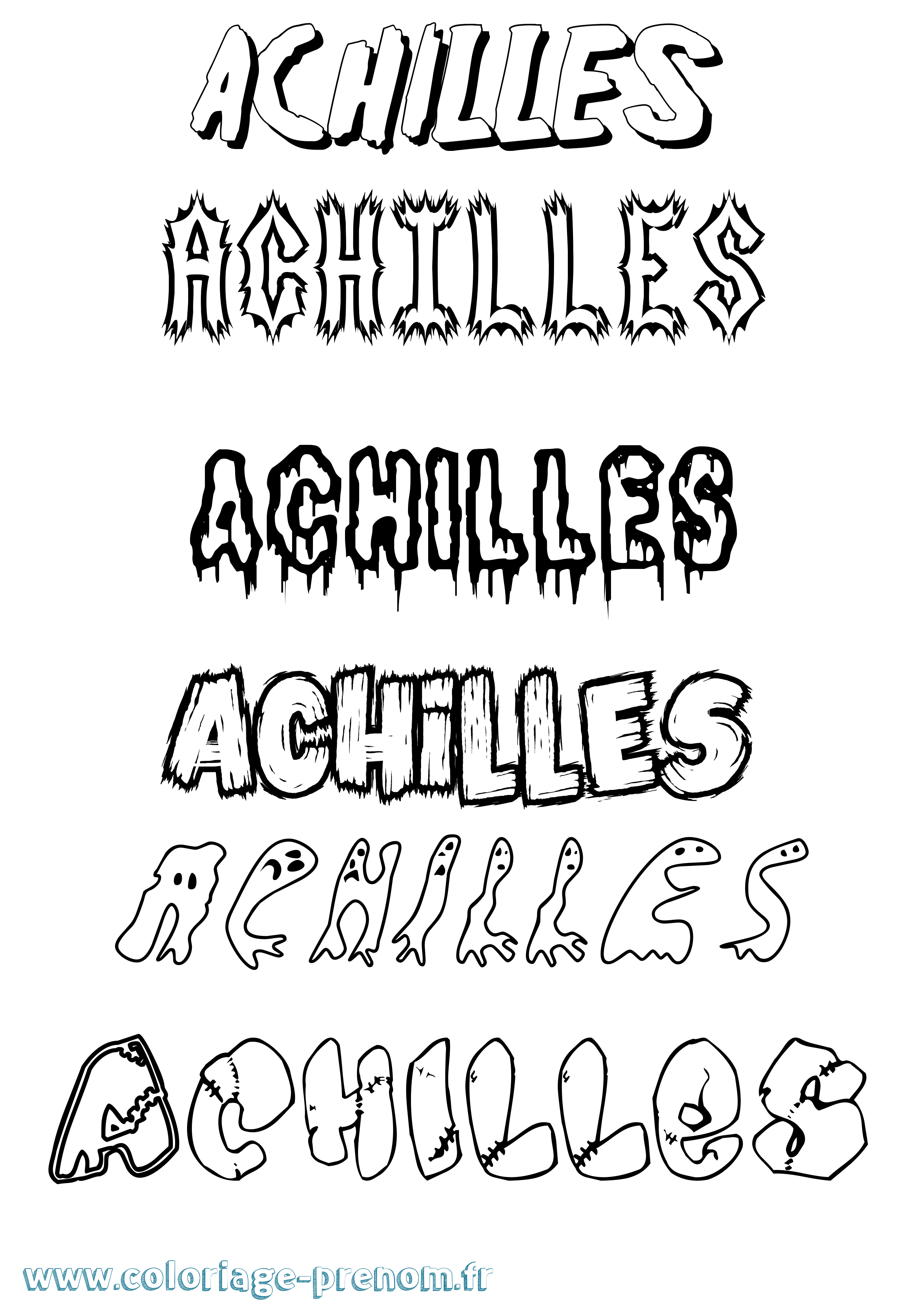 Coloriage Achilles Frisson Coloriage prénom Achilles Frisson