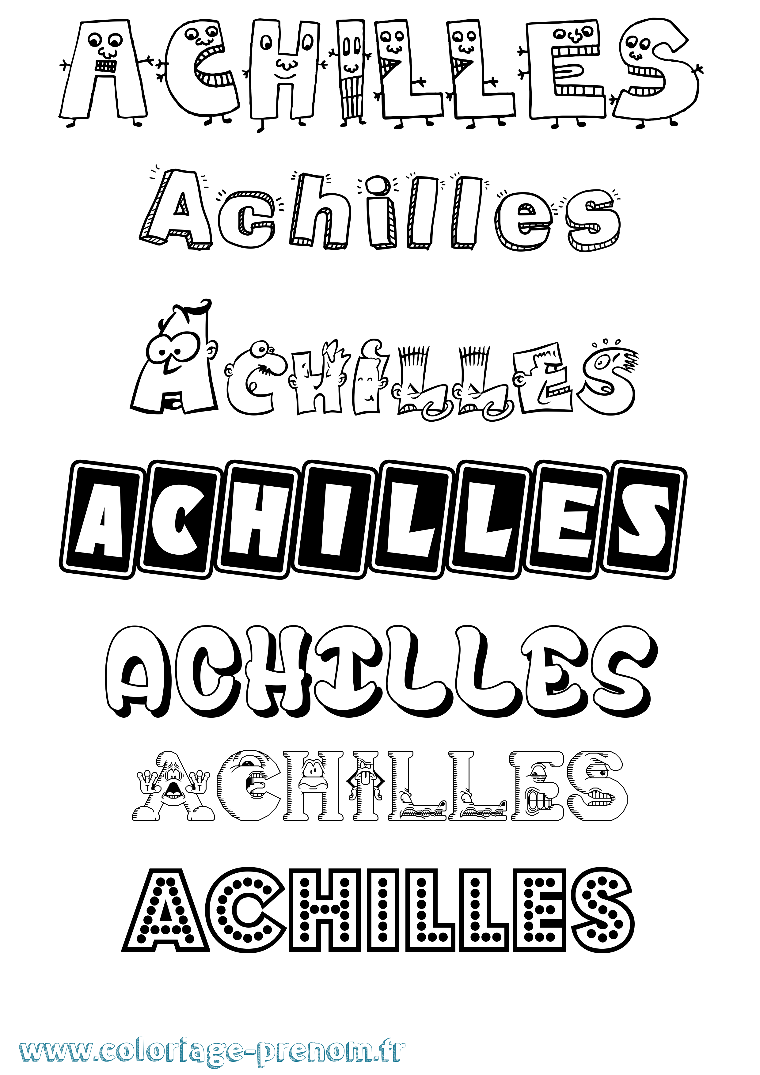 Coloriage prénom Achilles Fun