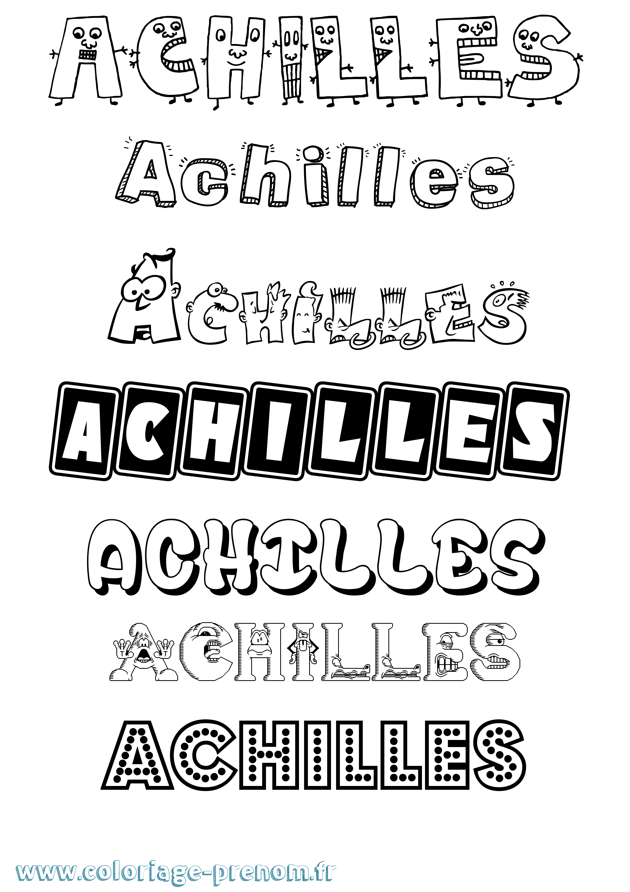 Coloriage Achilles Fun Coloriage prénom Achilles Fun