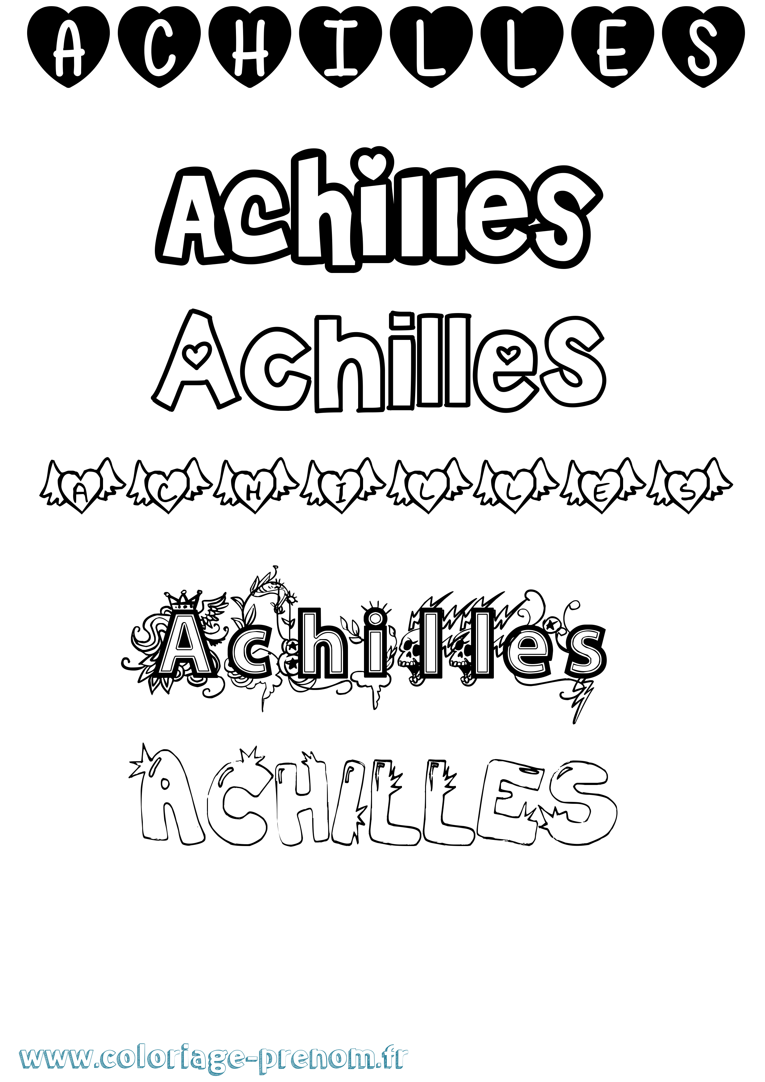 Coloriage Achilles Girly Coloriage prénom Achilles Girly