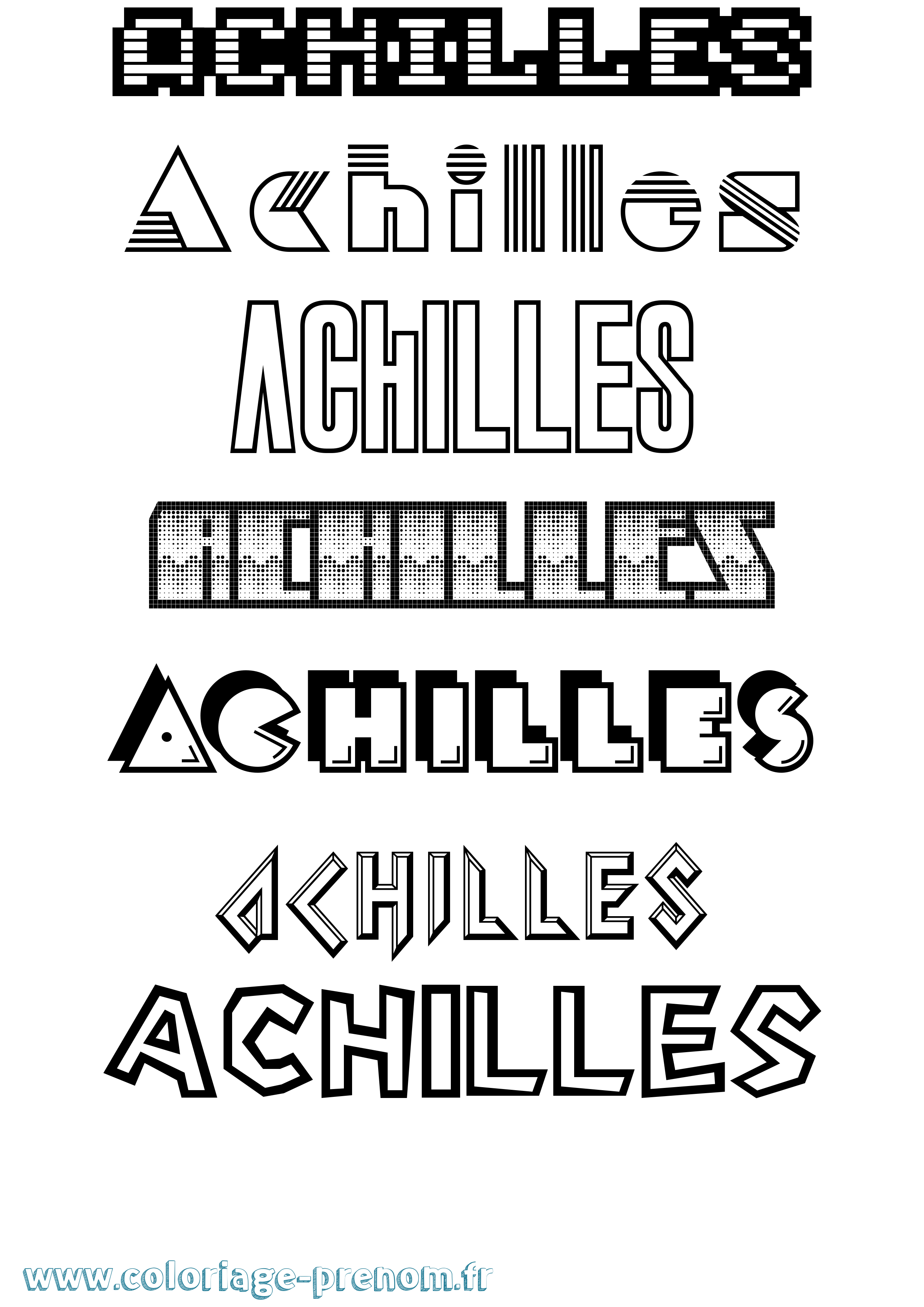Coloriage prénom Achilles Jeux Vidéos