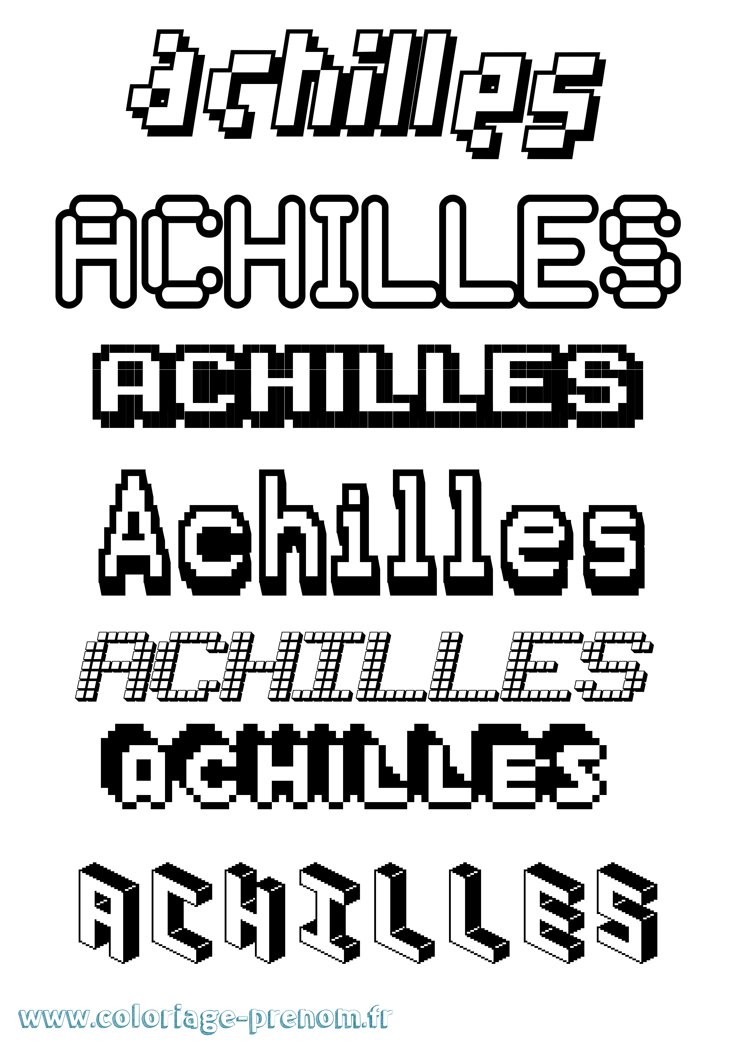 Coloriage prénom Achilles Pixel