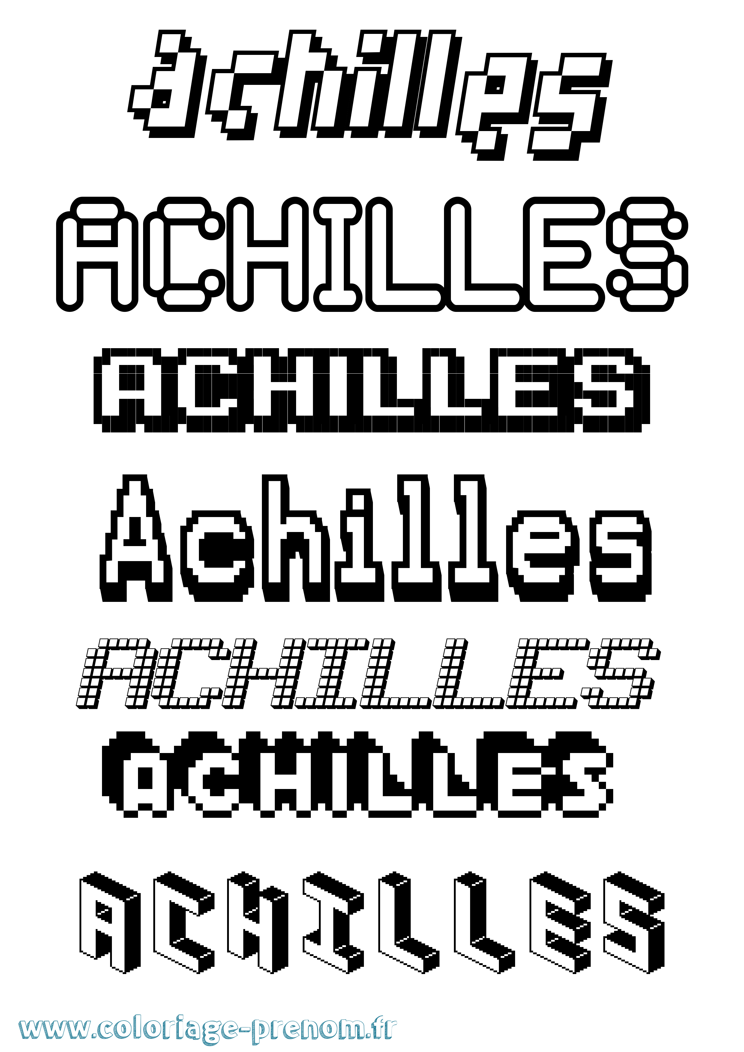 Coloriage Achilles Pixel Coloriage prénom Achilles Pixel