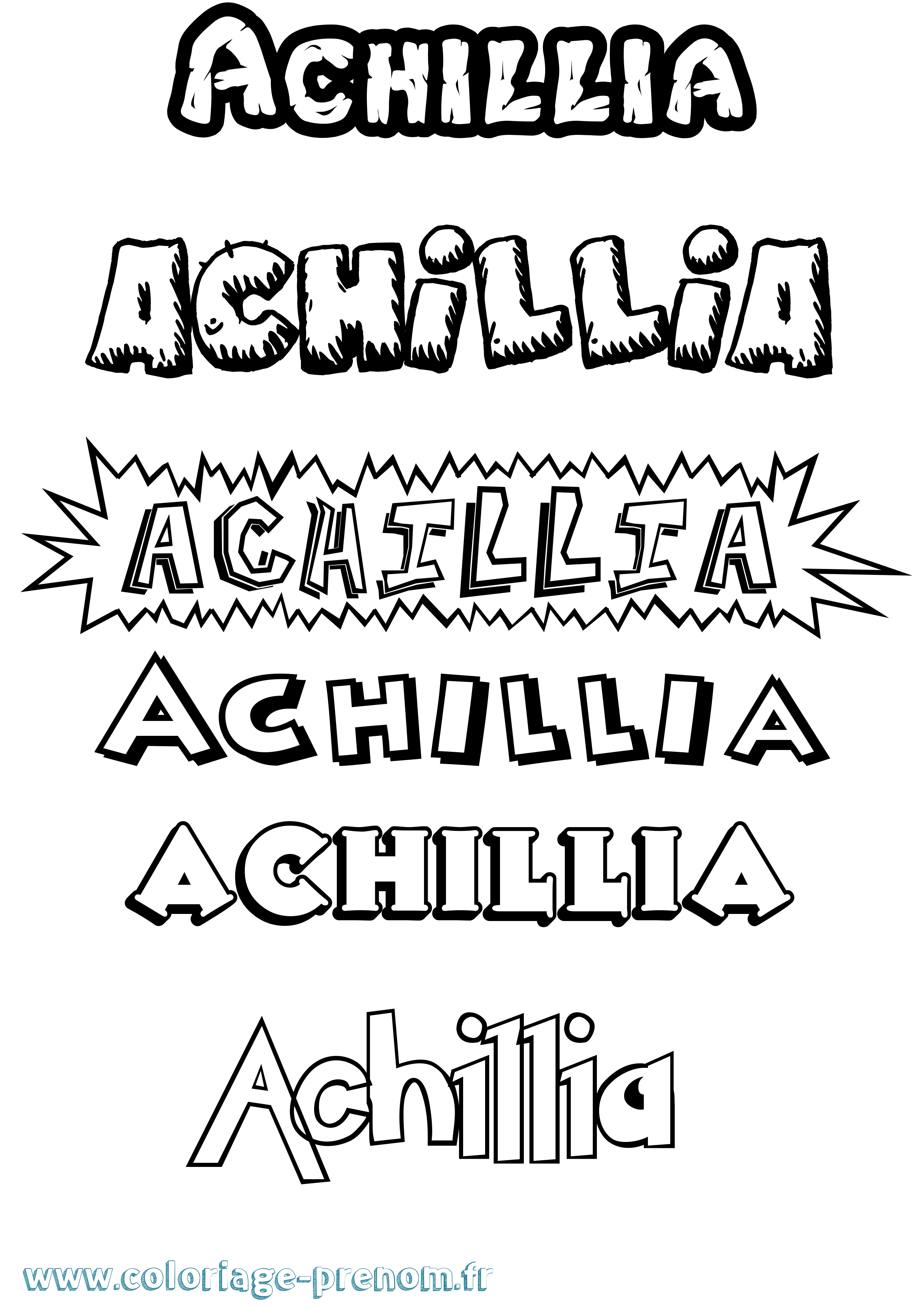 Coloriage prénom Achillia Dessin Animé