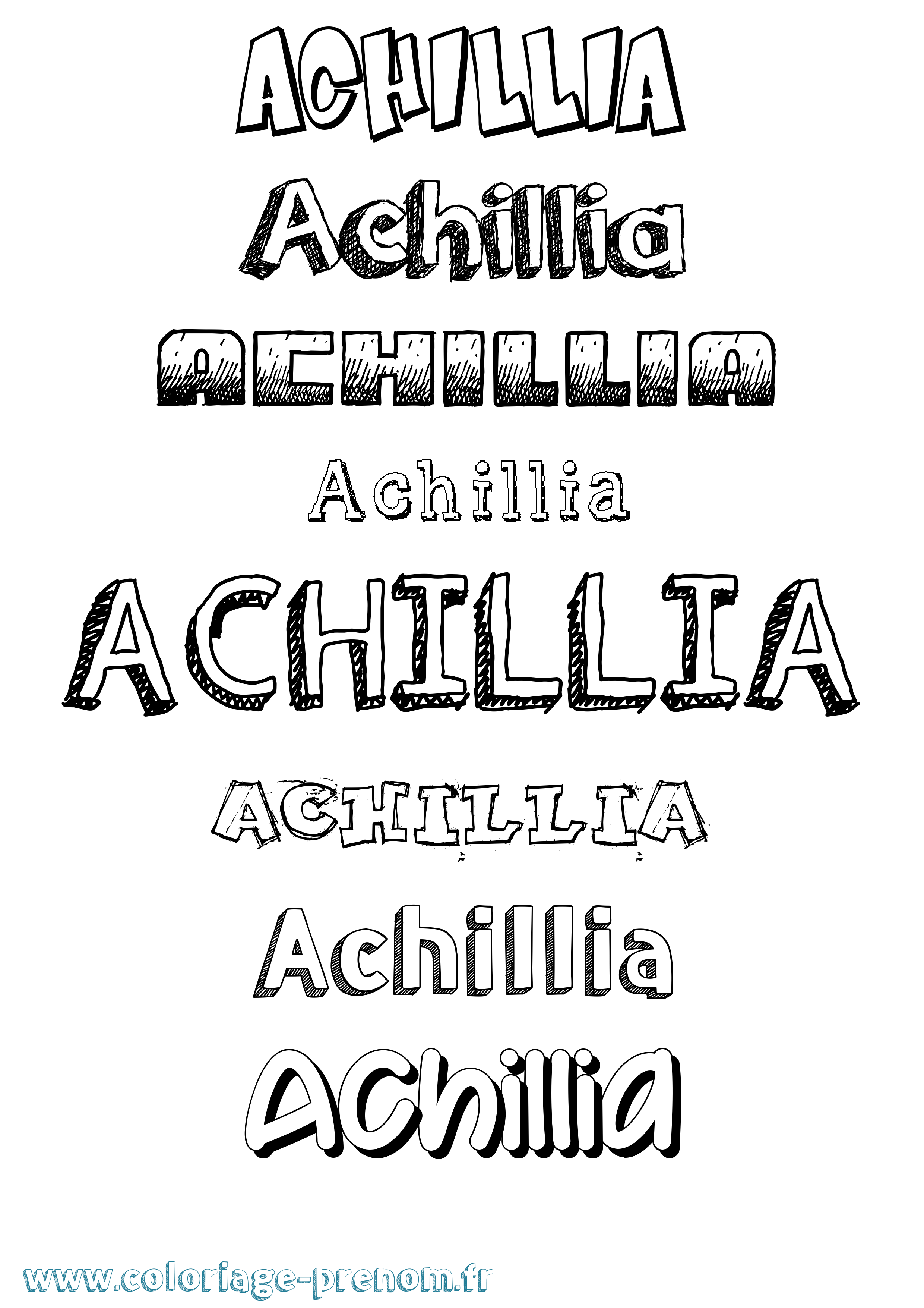 Coloriage prénom Achillia Dessiné