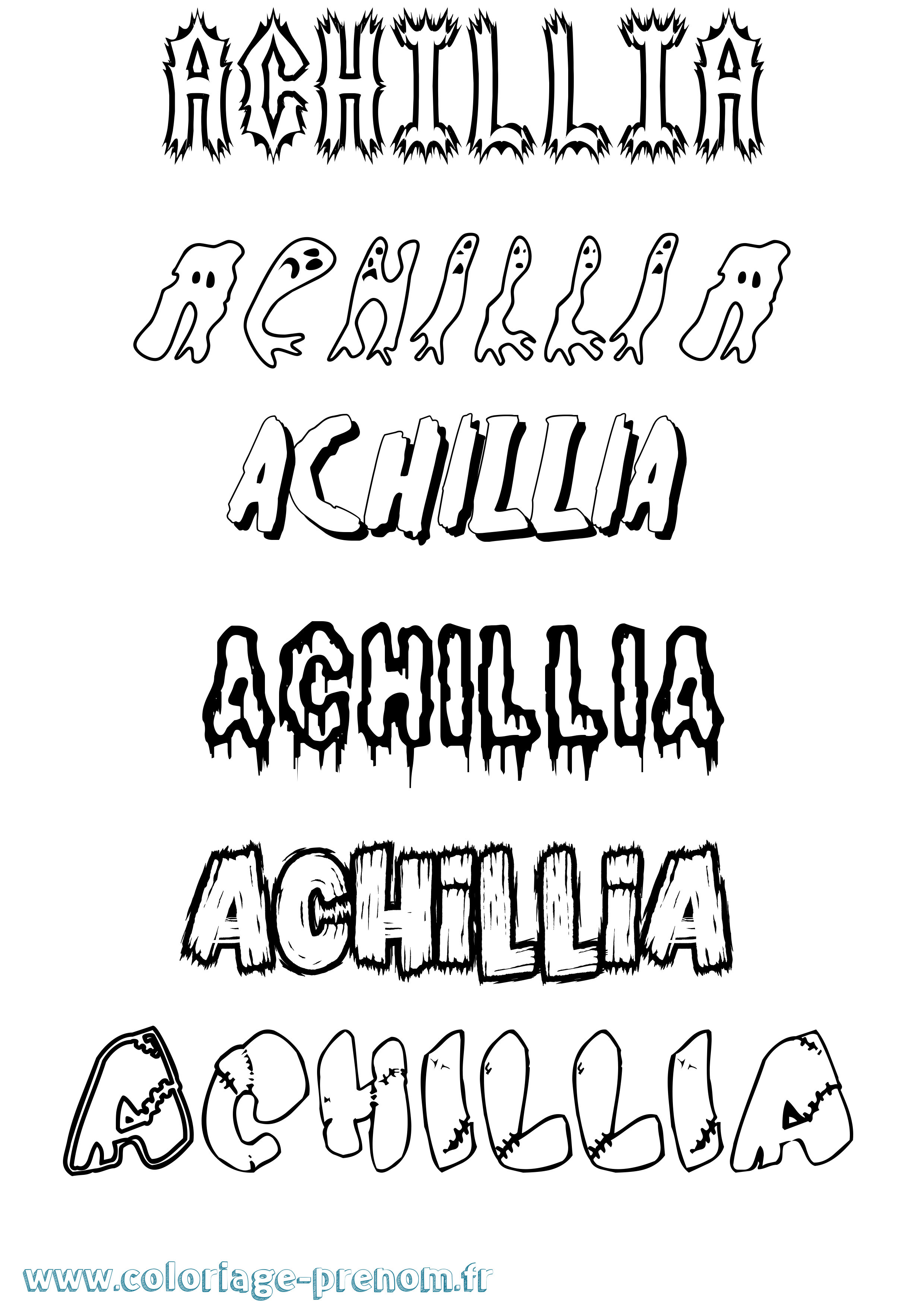 Coloriage prénom Achillia Frisson