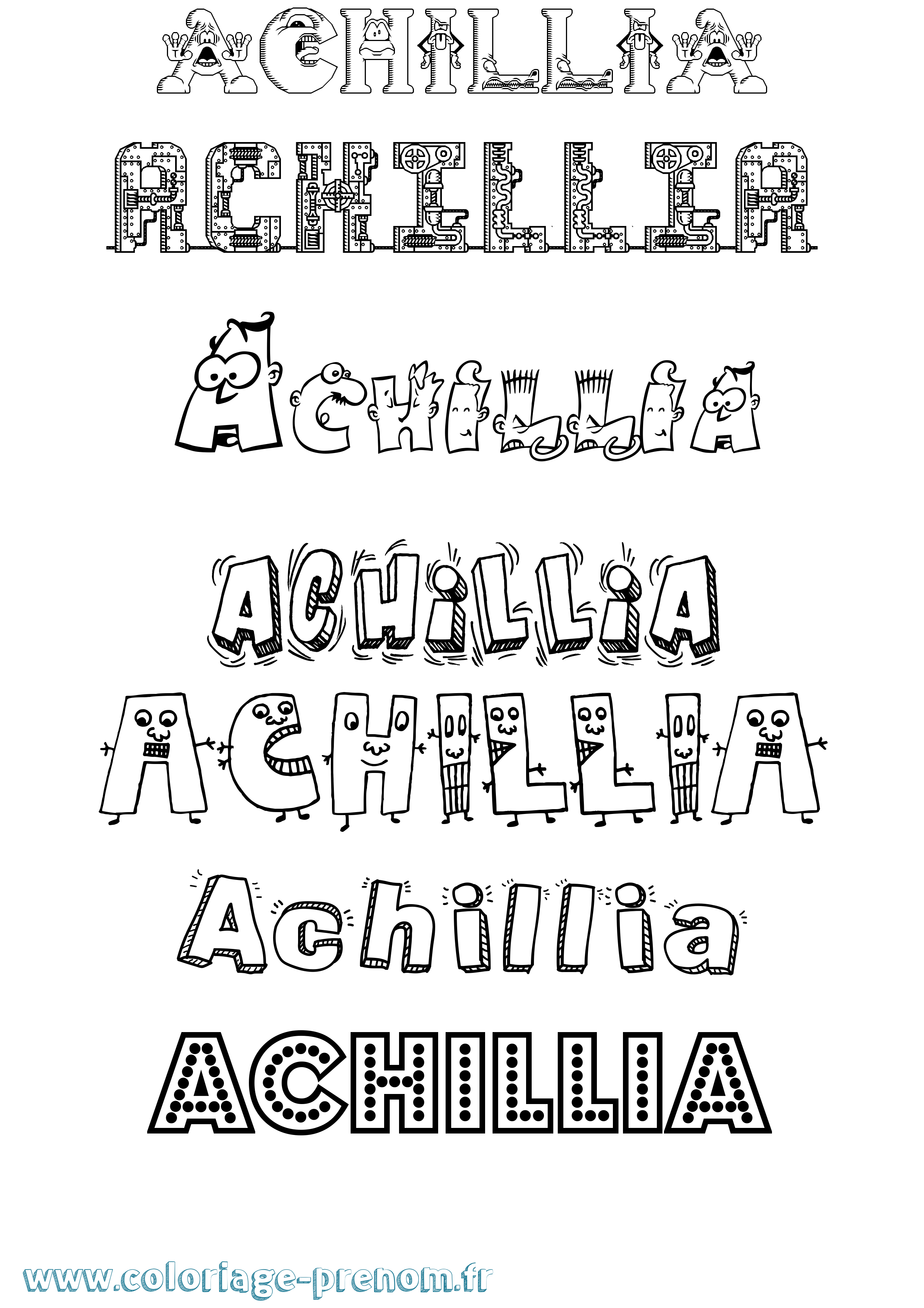 Coloriage prénom Achillia Fun