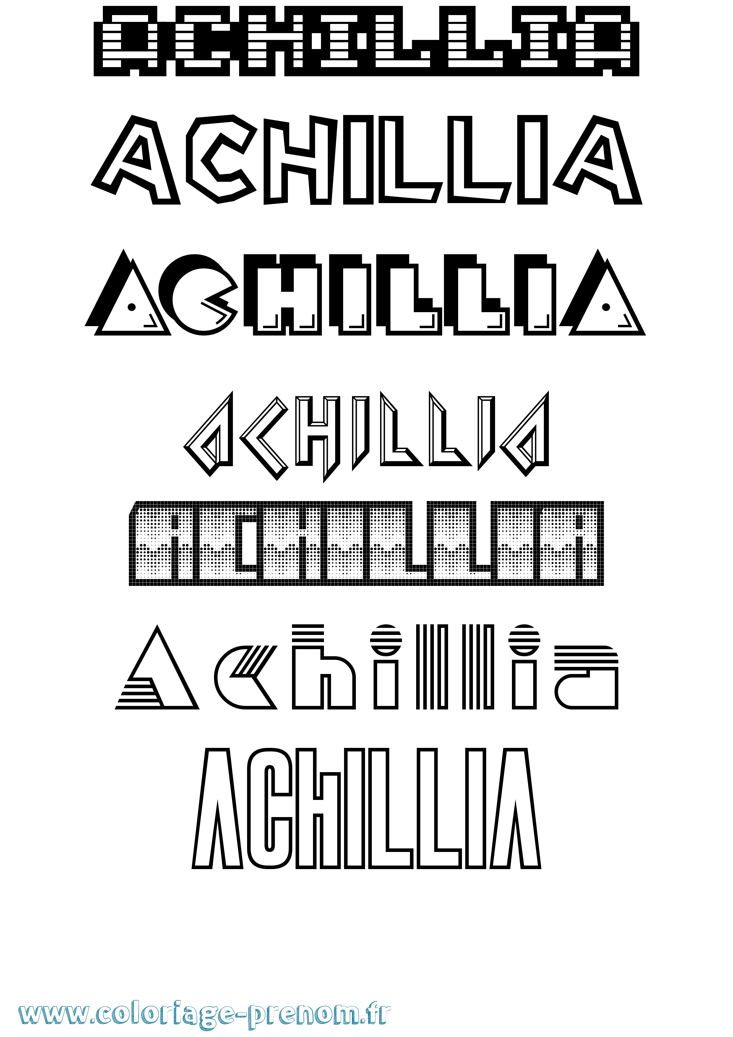 Coloriage prénom Achillia Jeux Vidéos