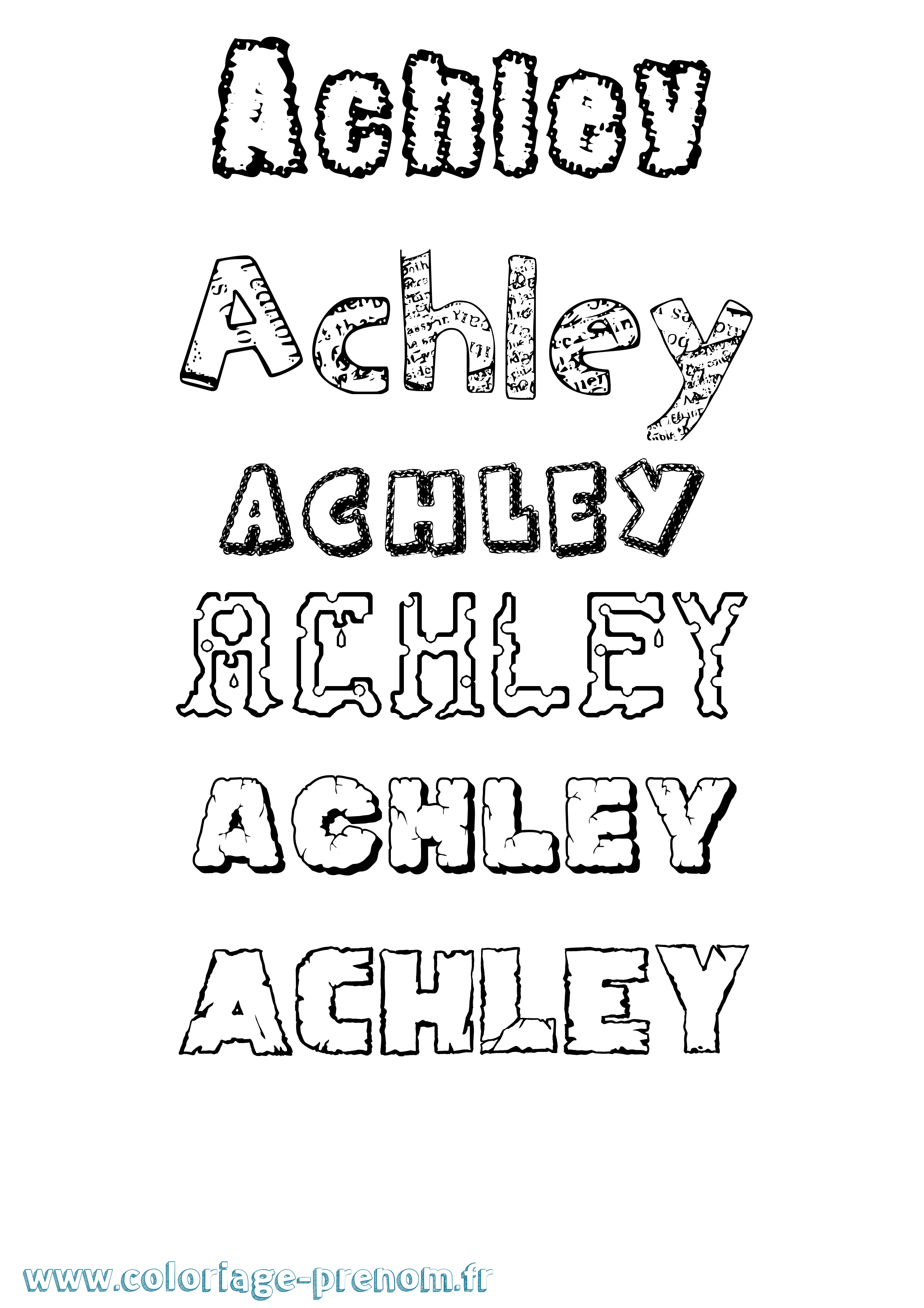 Coloriage prénom Achley Destructuré