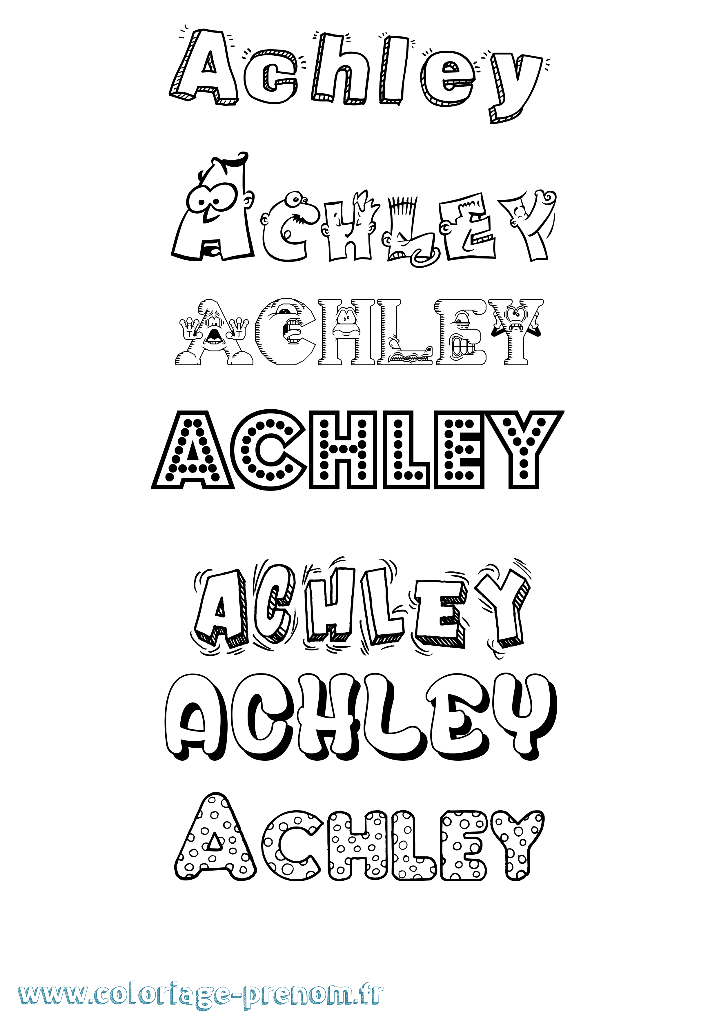Coloriage prénom Achley Fun