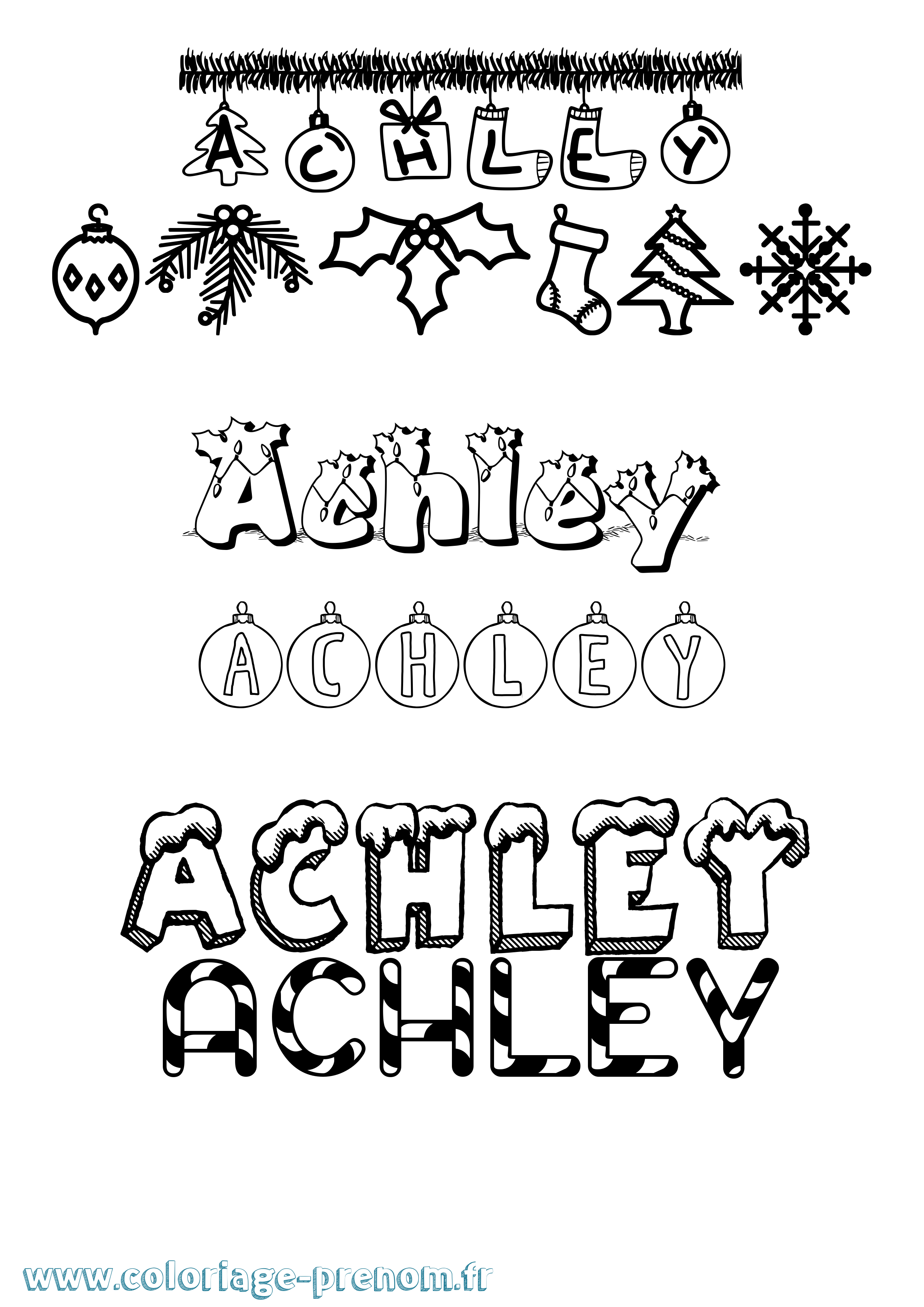 Coloriage prénom Achley Noël