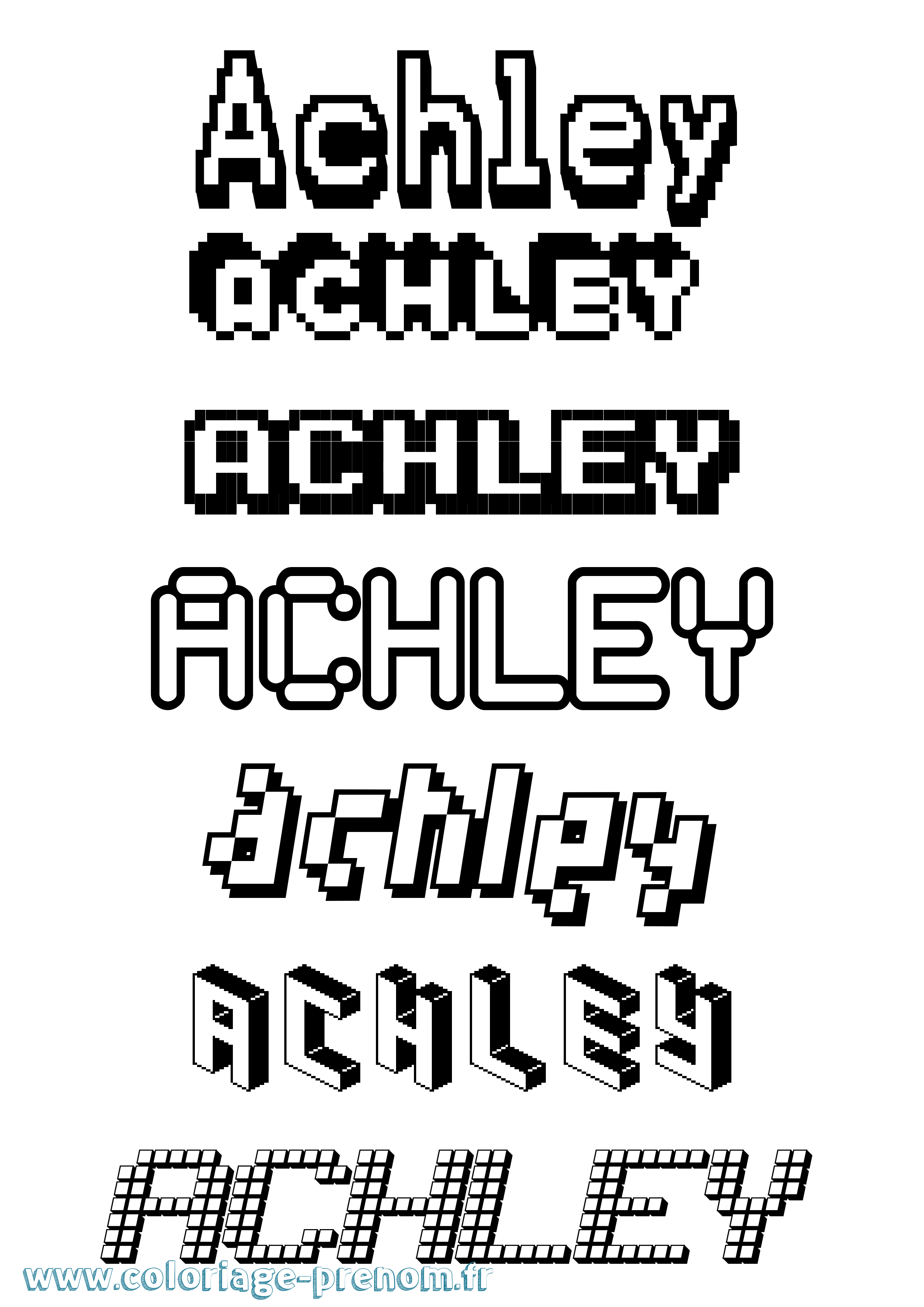 Coloriage prénom Achley Pixel