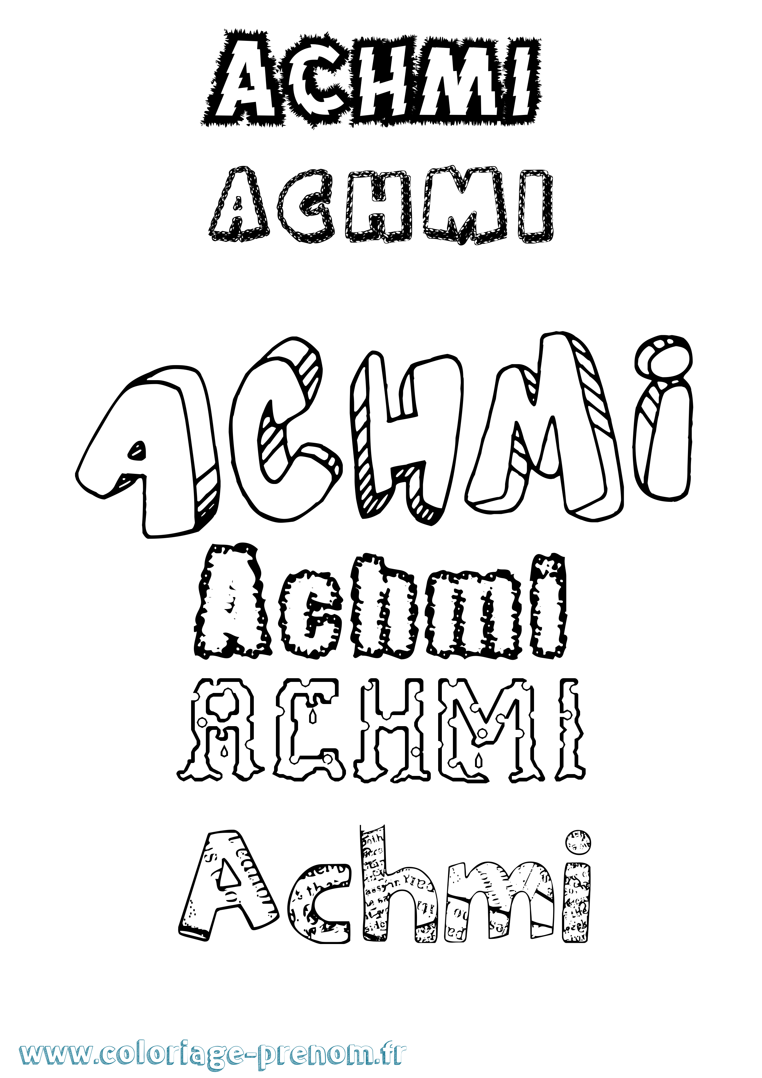 Coloriage prénom Achmi Destructuré