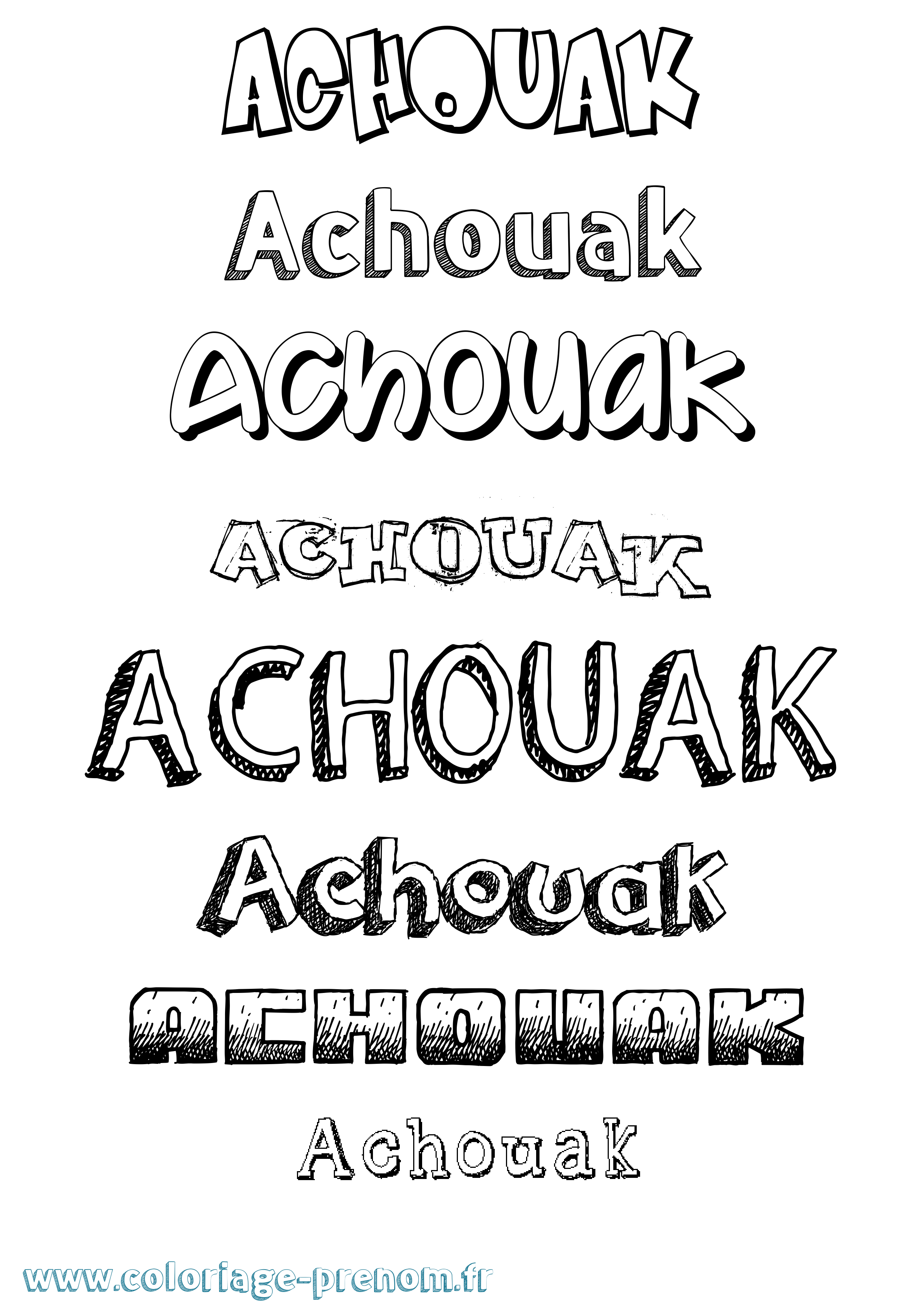 Coloriage prénom Achouak Dessiné