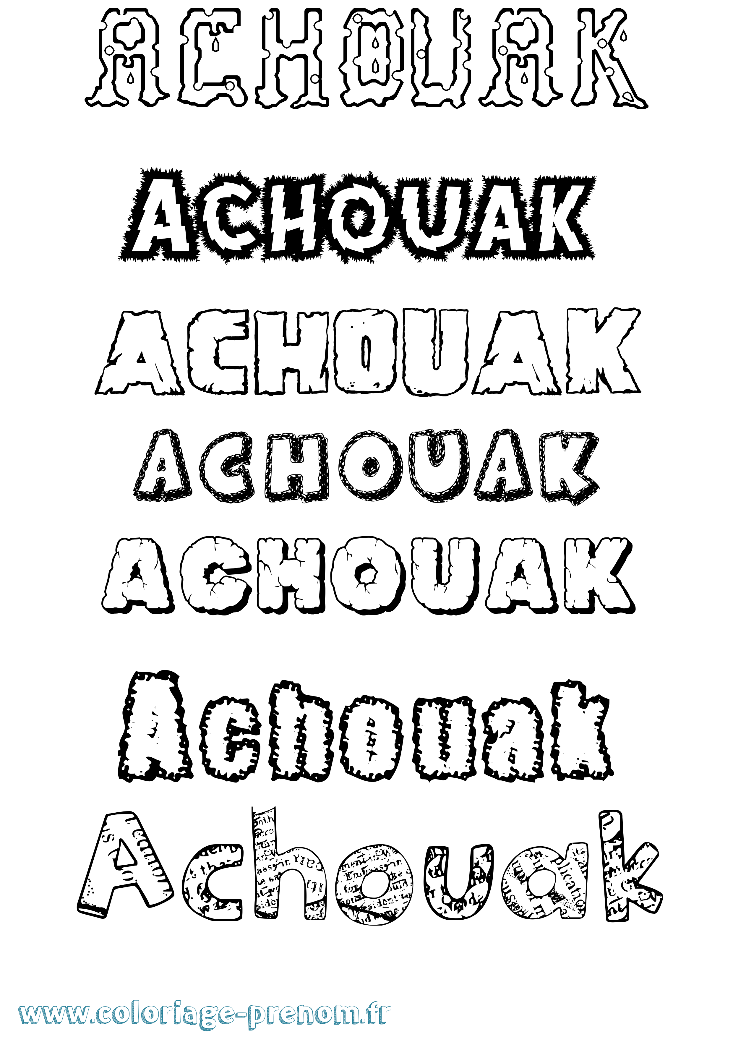 Coloriage prénom Achouak Destructuré