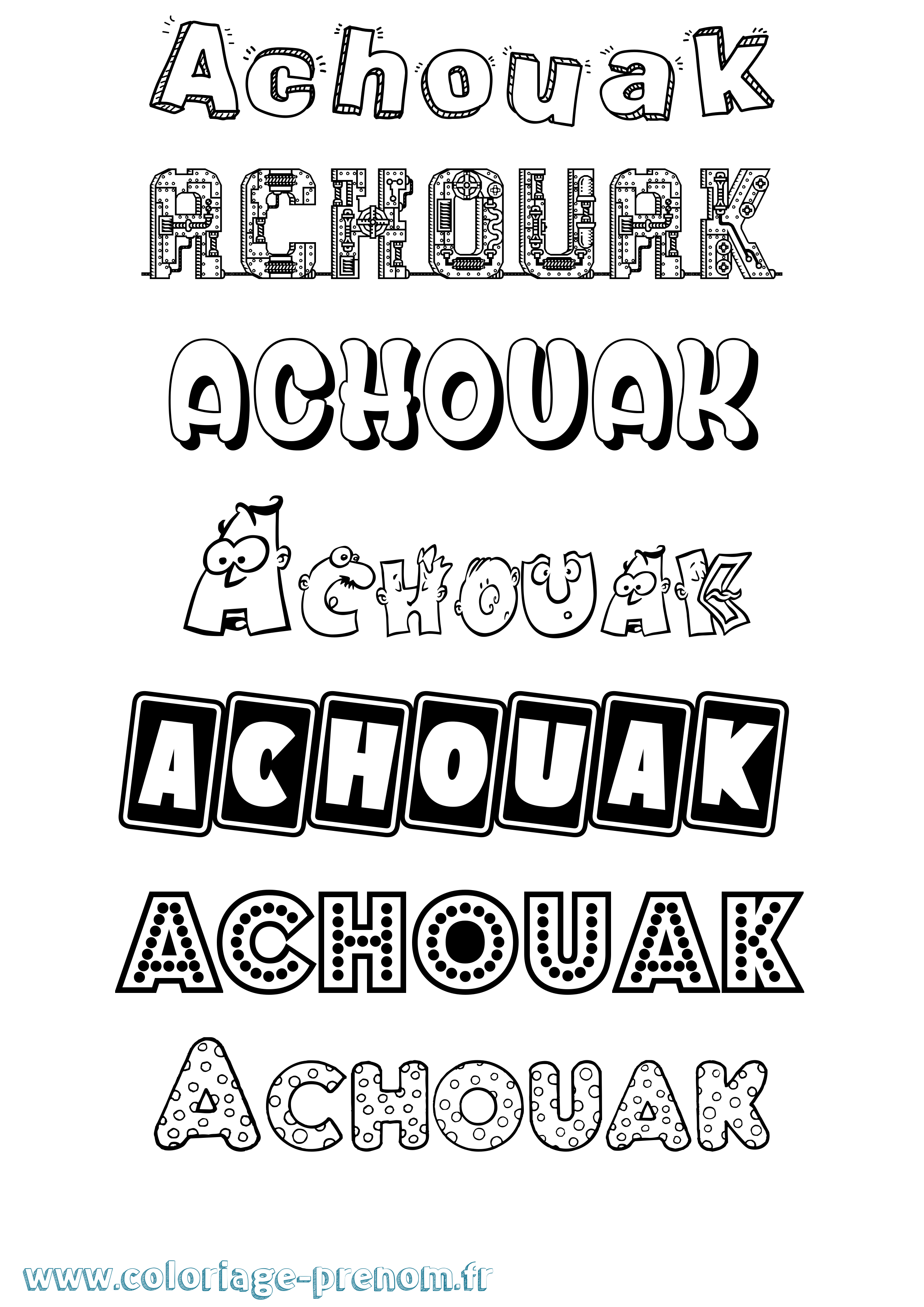 Coloriage prénom Achouak Fun