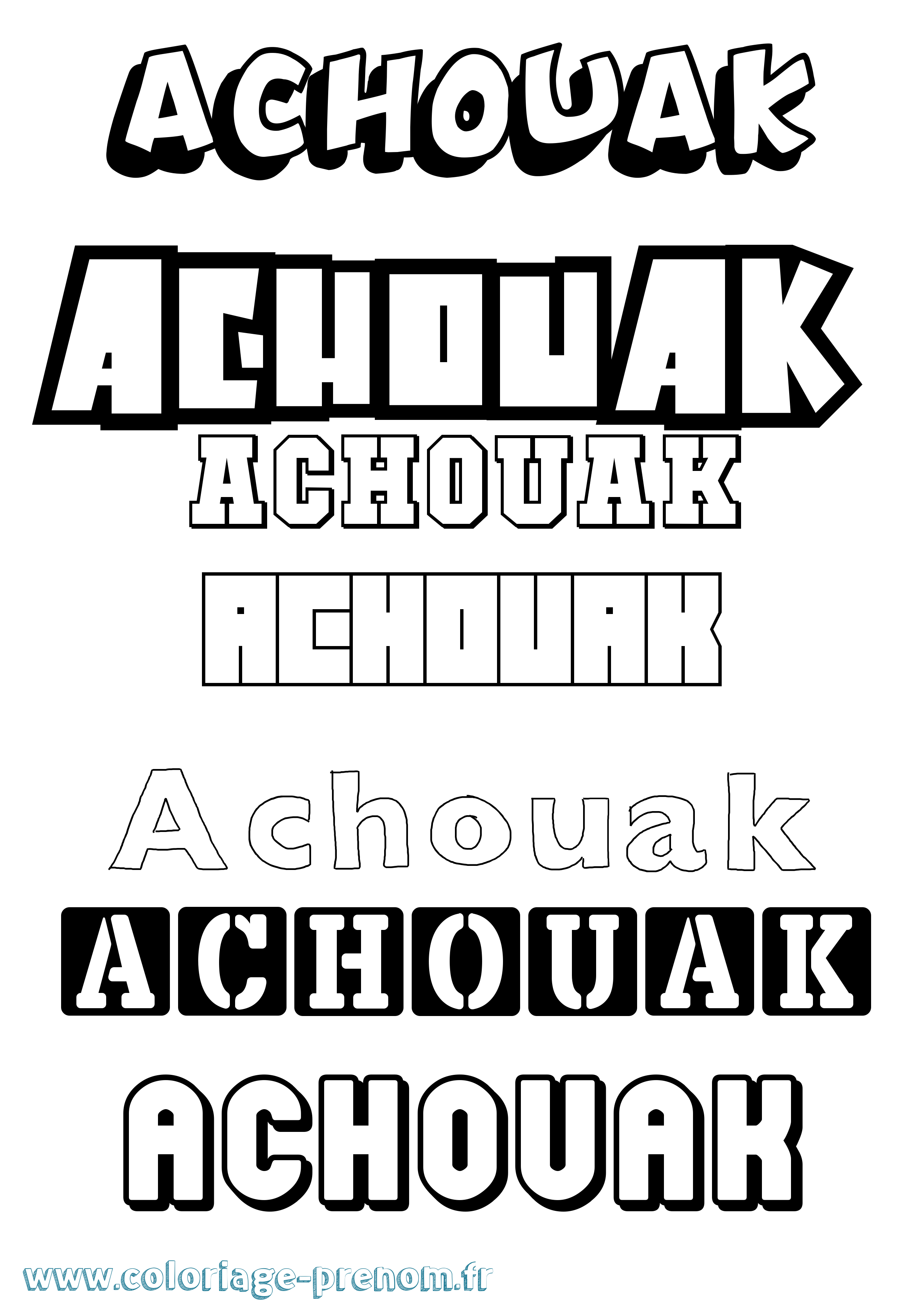 Coloriage prénom Achouak Simple