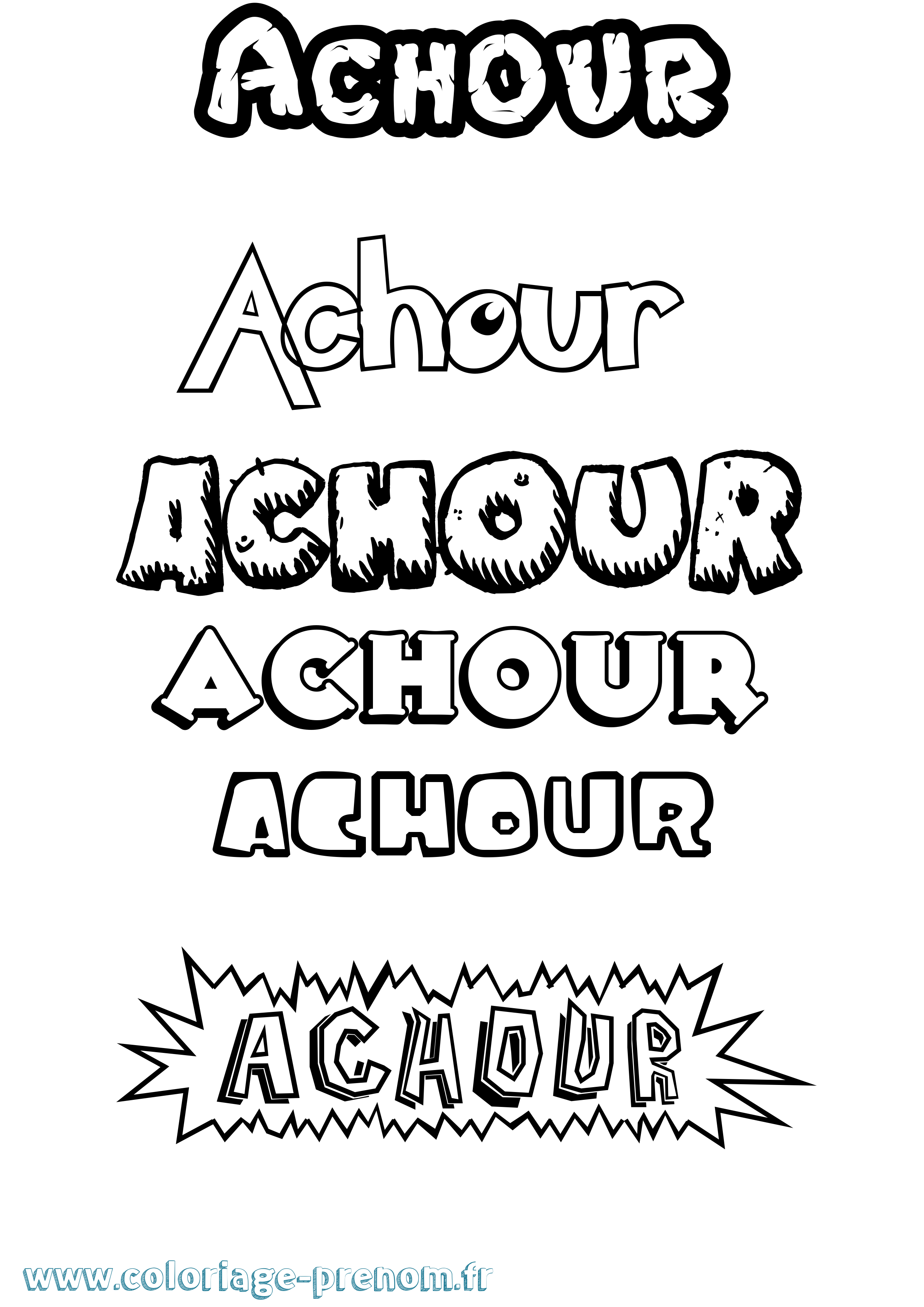 Coloriage prénom Achour Dessin Animé