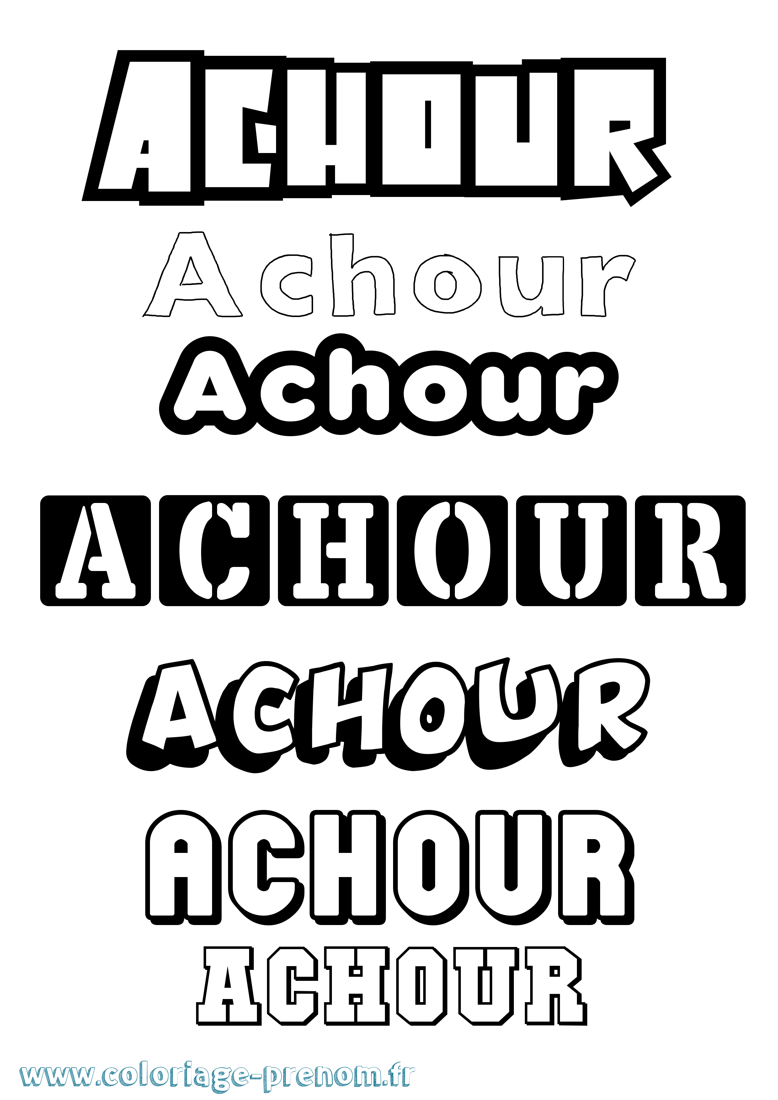 Coloriage prénom Achour Simple