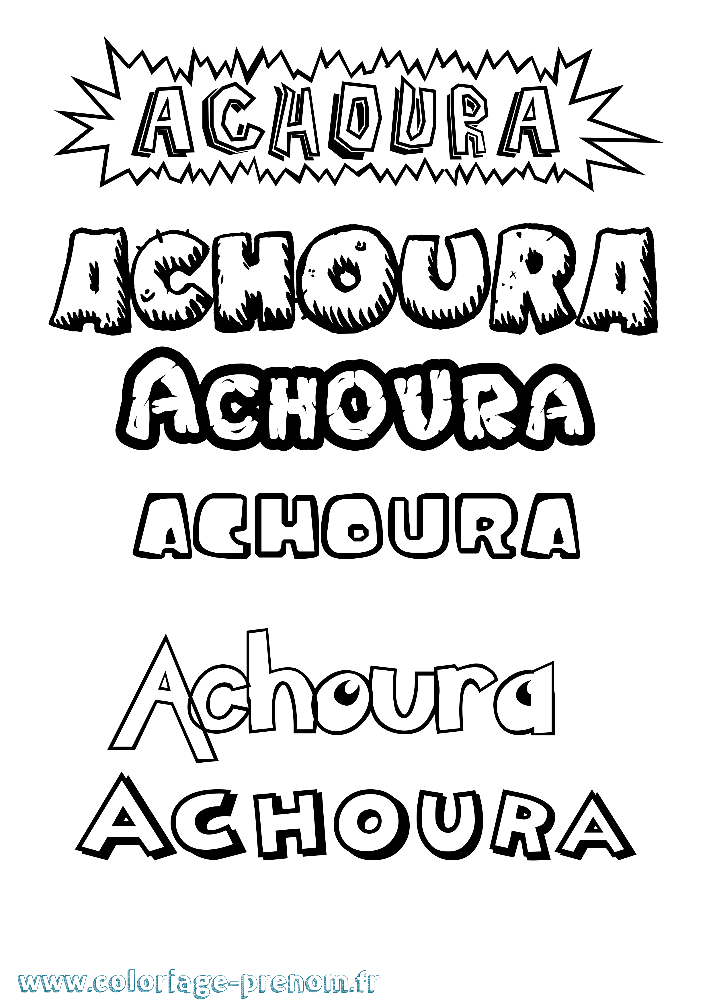 Coloriage prénom Achoura Dessin Animé