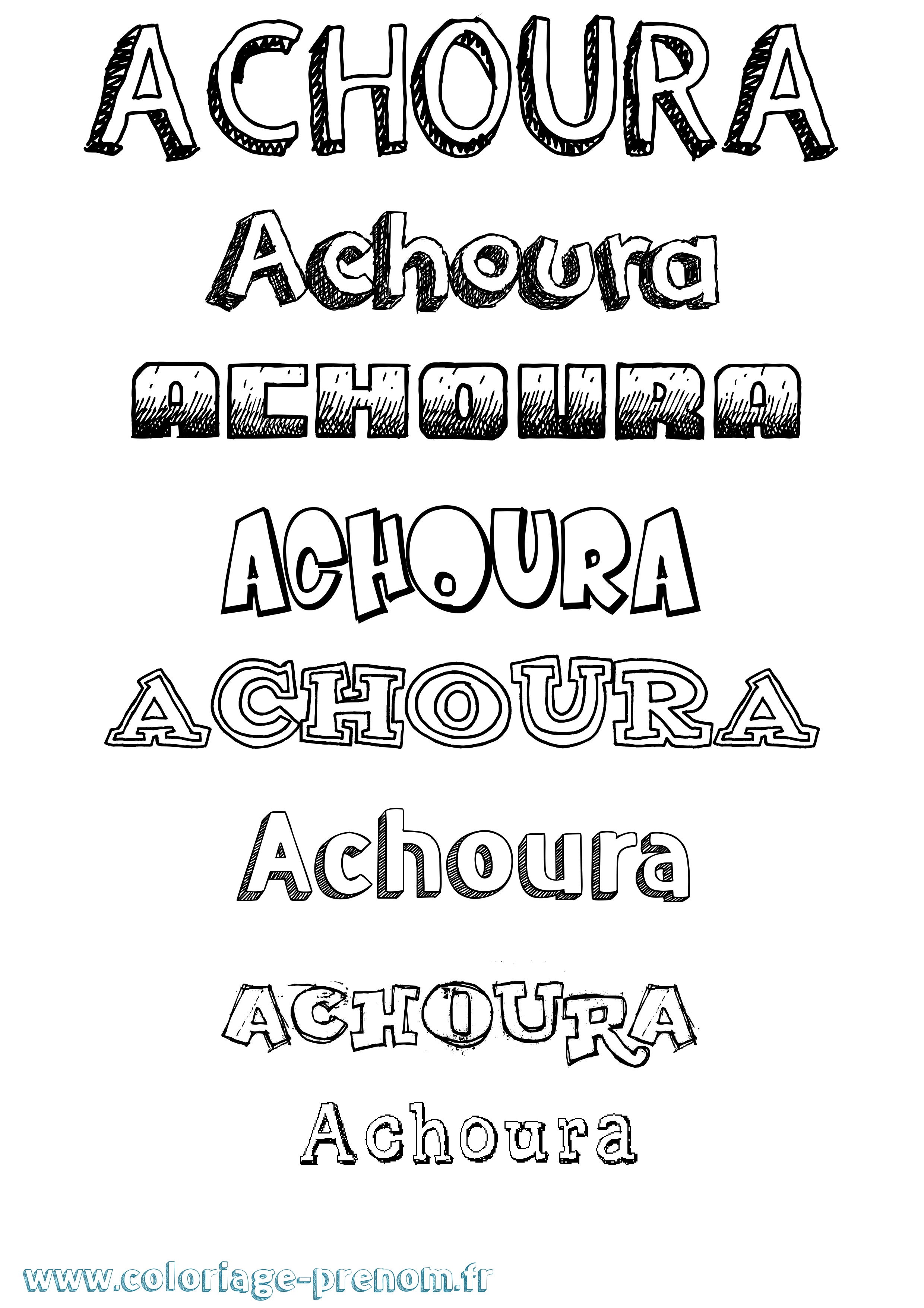 Coloriage Achoura Dessiné Coloriage prénom Achoura Dessiné