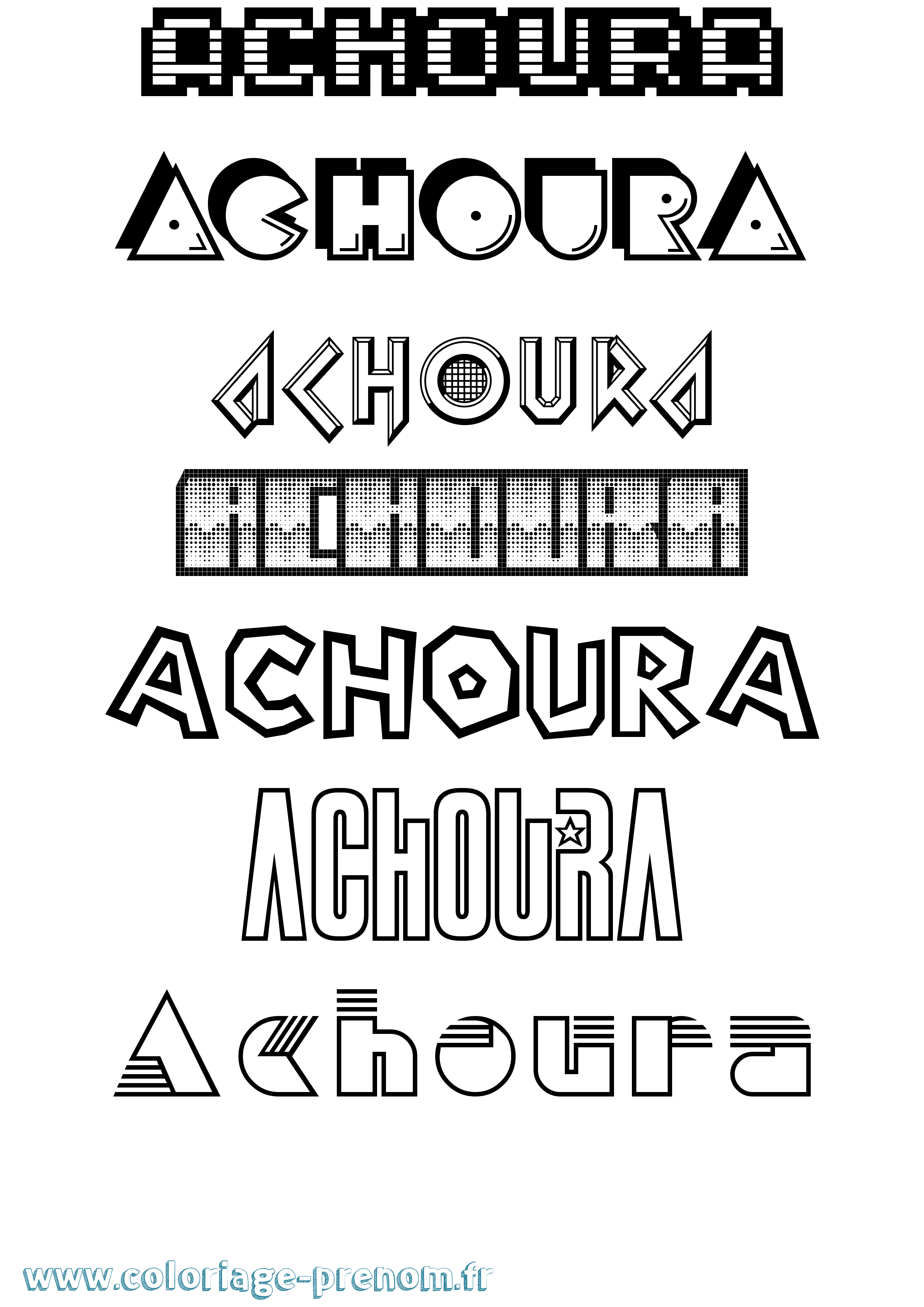 Coloriage Achoura Jeux Vidéos Coloriage prénom Achoura Jeux Vidéos