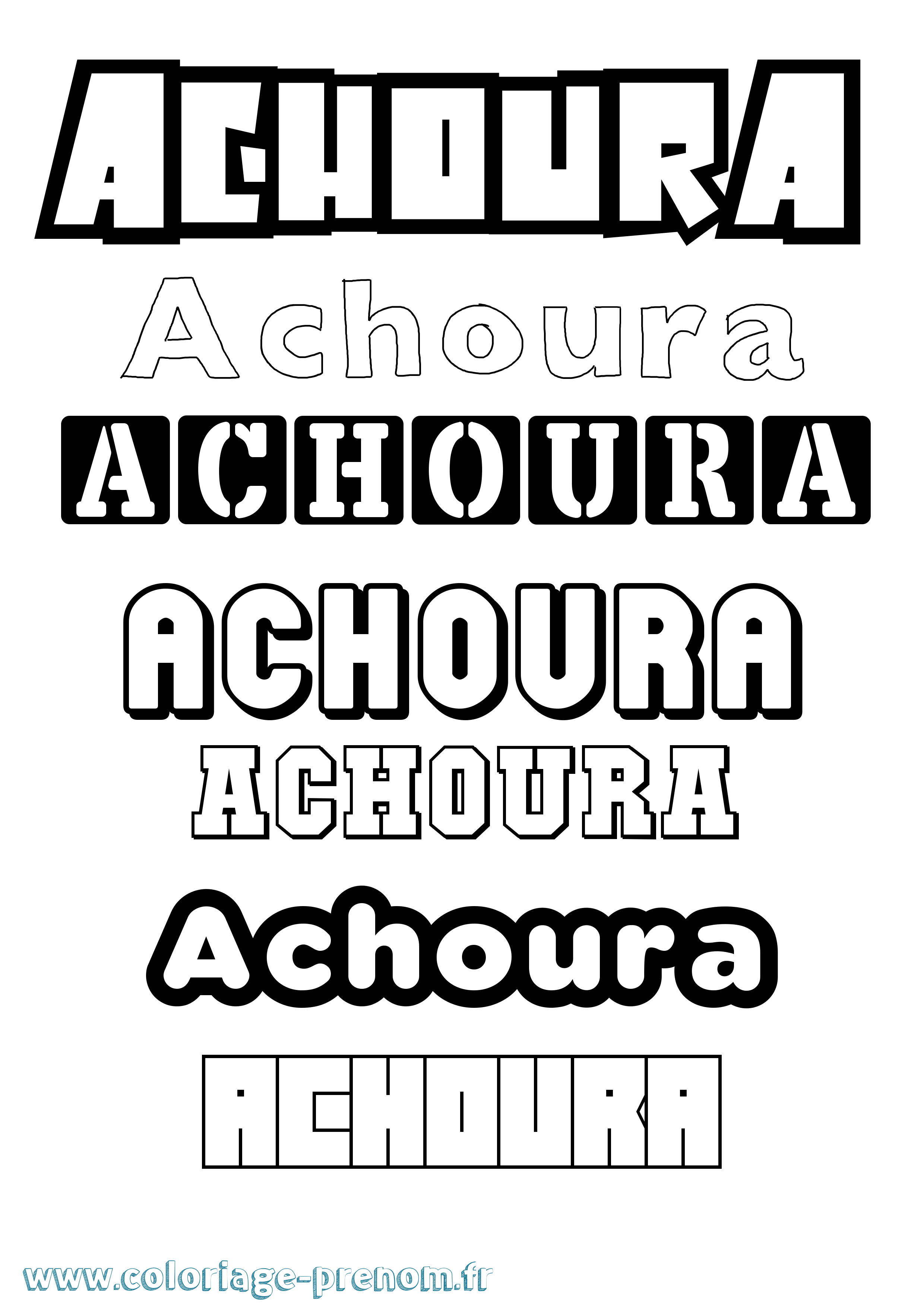 Coloriage prénom Achoura Simple