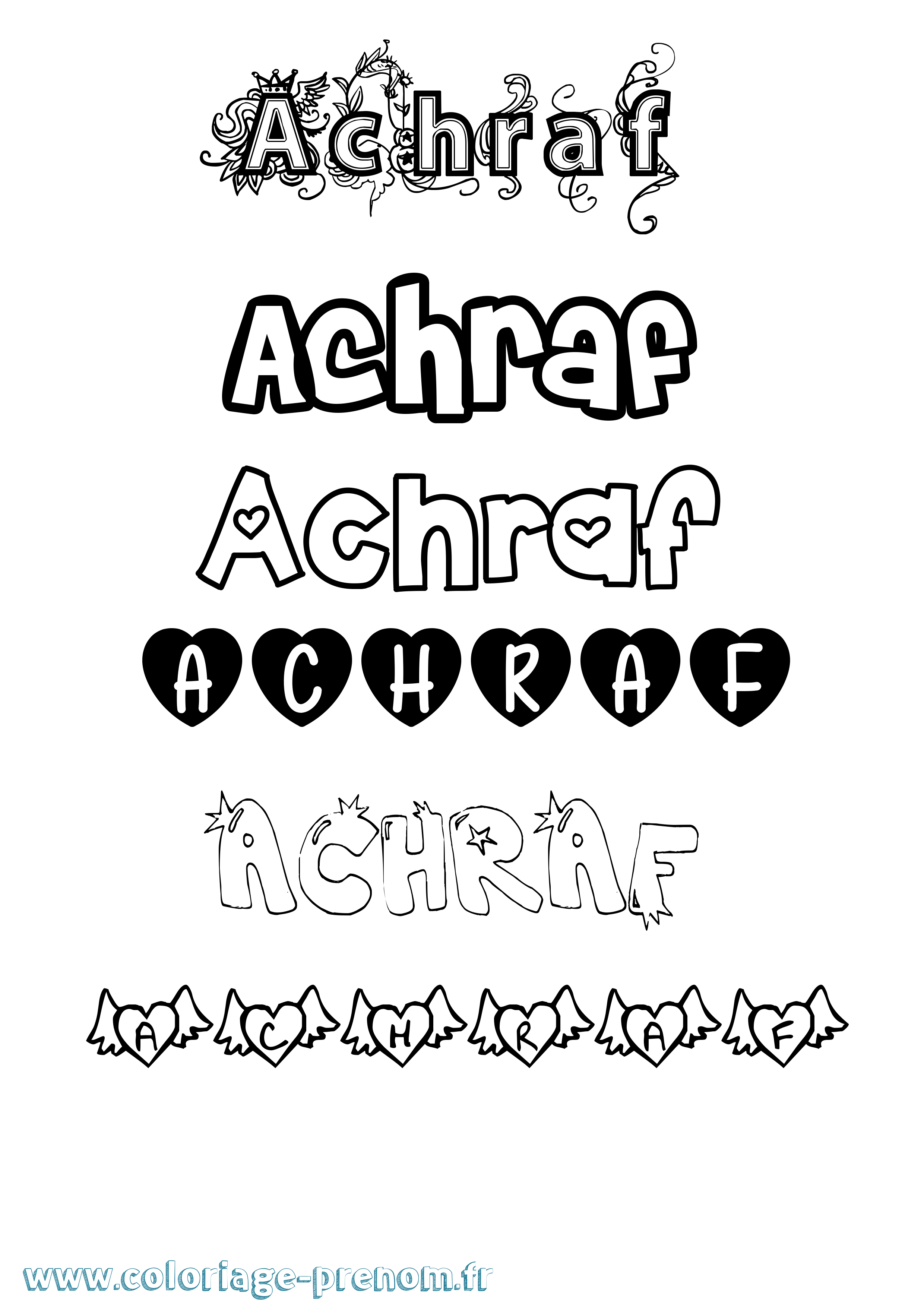 Coloriage prénom Achraf