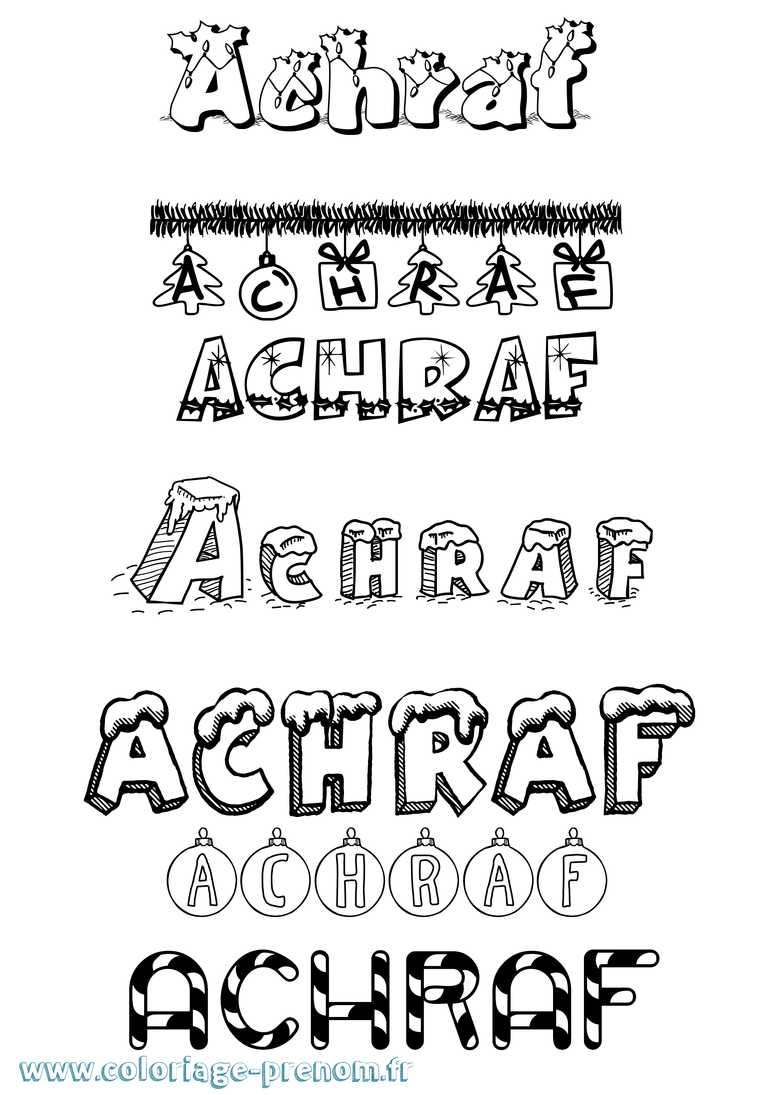 Coloriage prénom Achraf