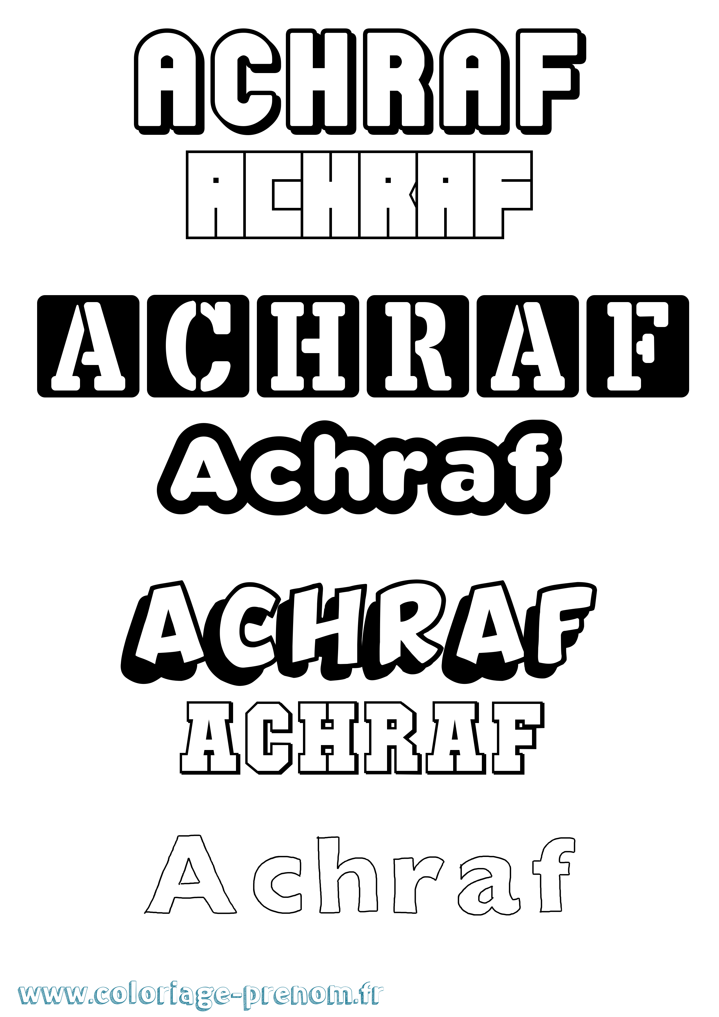 Coloriage prénom Achraf Simple