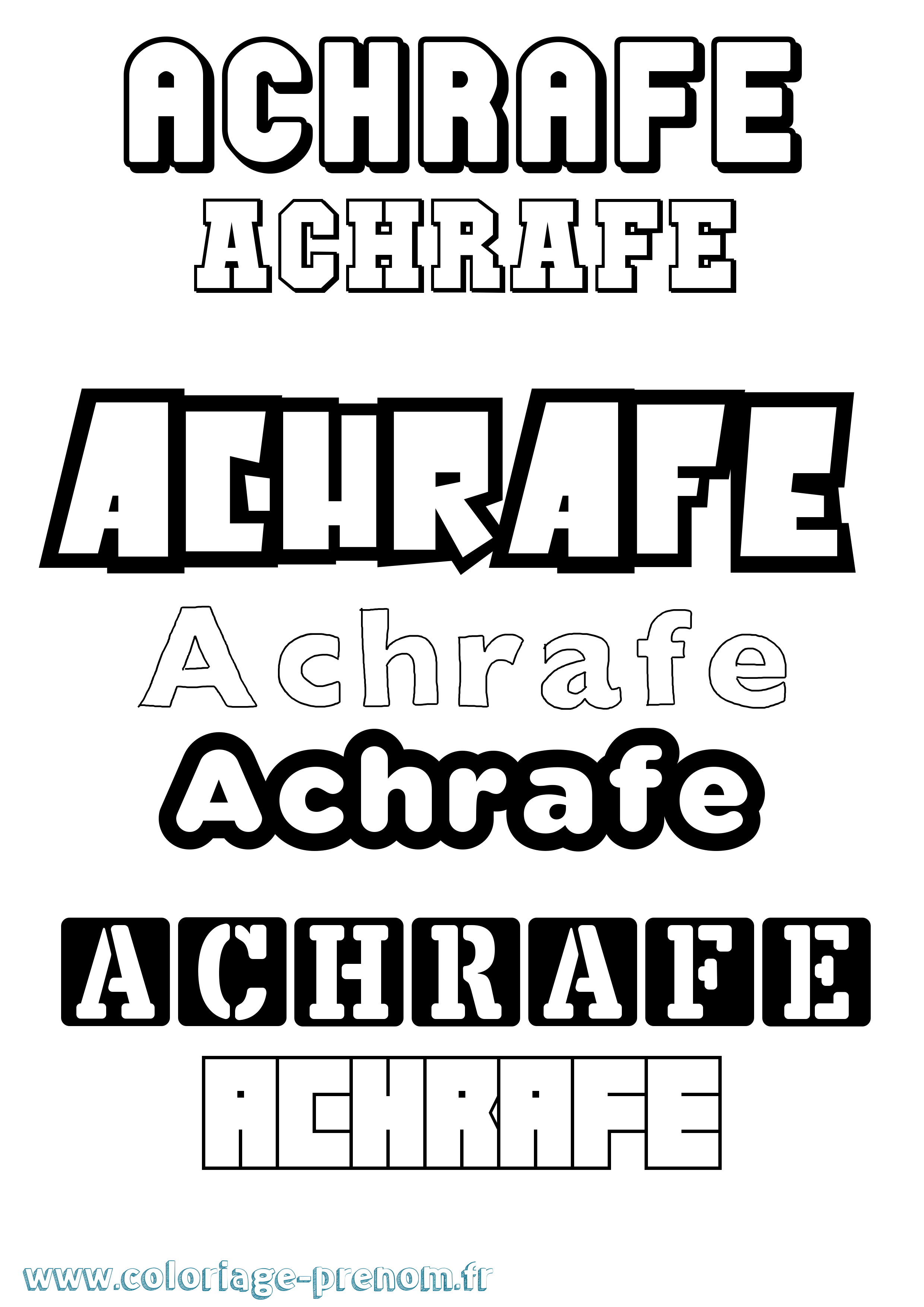 Coloriage prénom Achrafe Simple