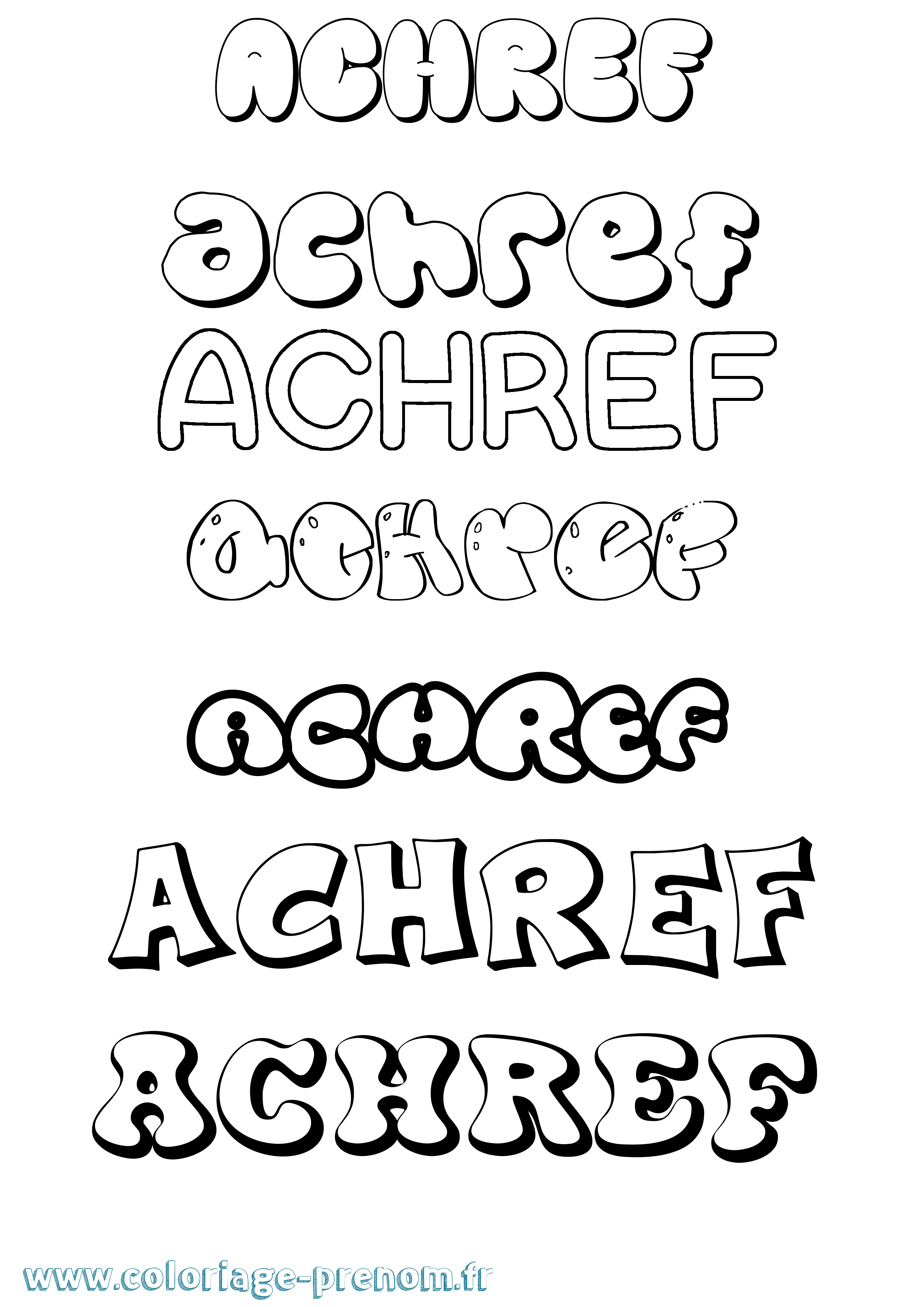 Coloriage Achref Bubble Coloriage prénom Achref Bubble