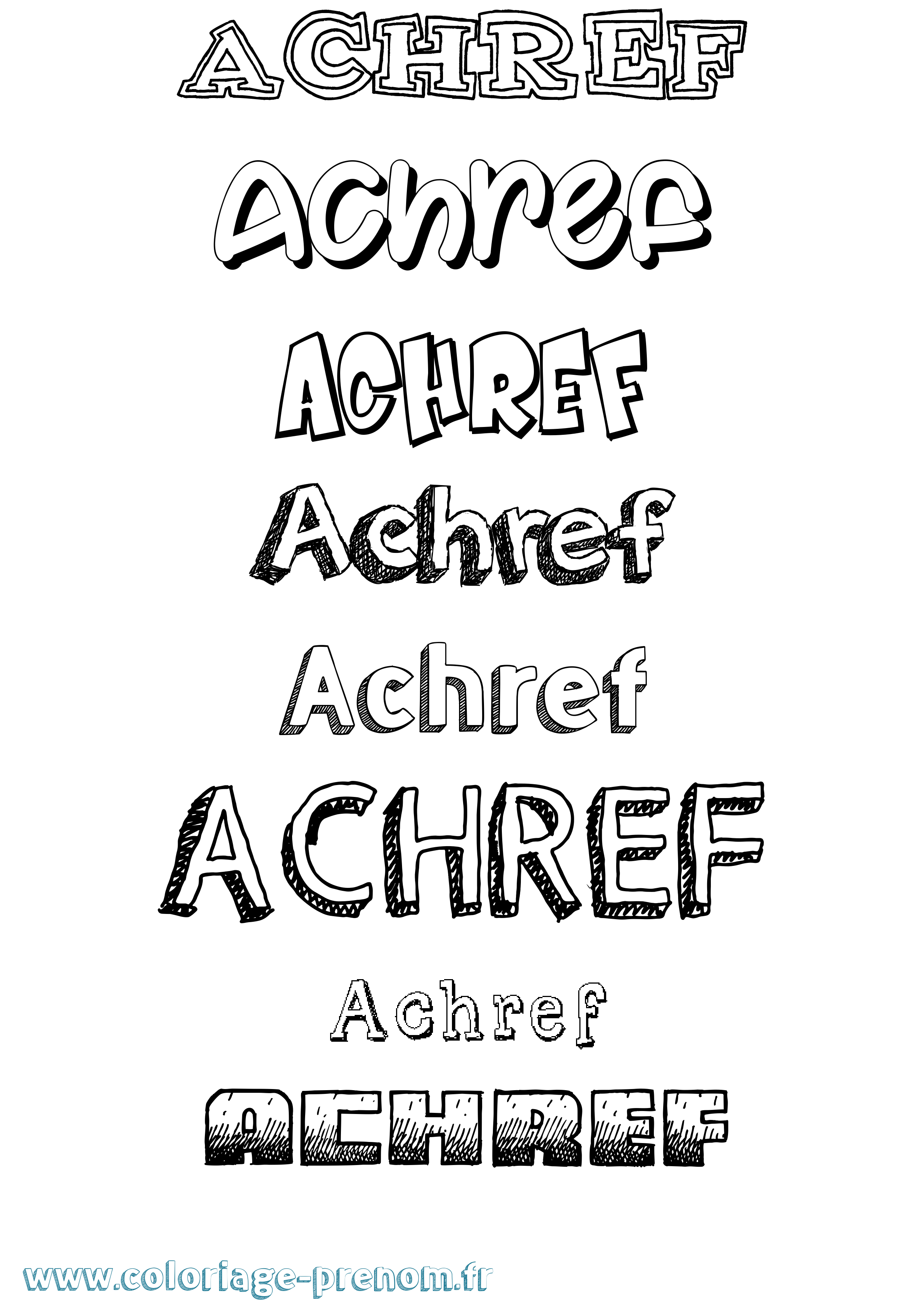 Coloriage Achref Dessiné Coloriage prénom Achref Dessiné