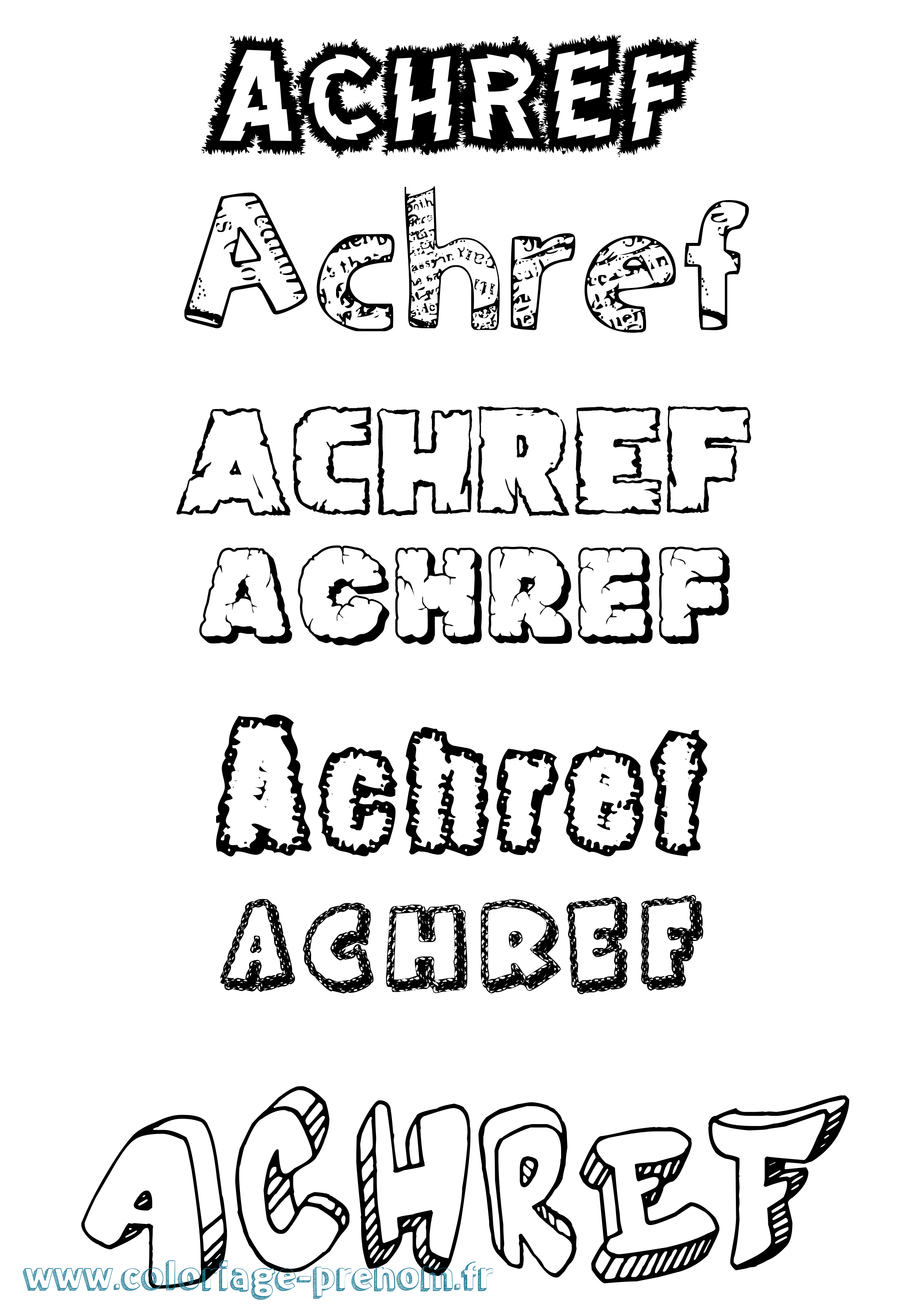 Coloriage Achref Destructuré Coloriage prénom Achref Destructuré