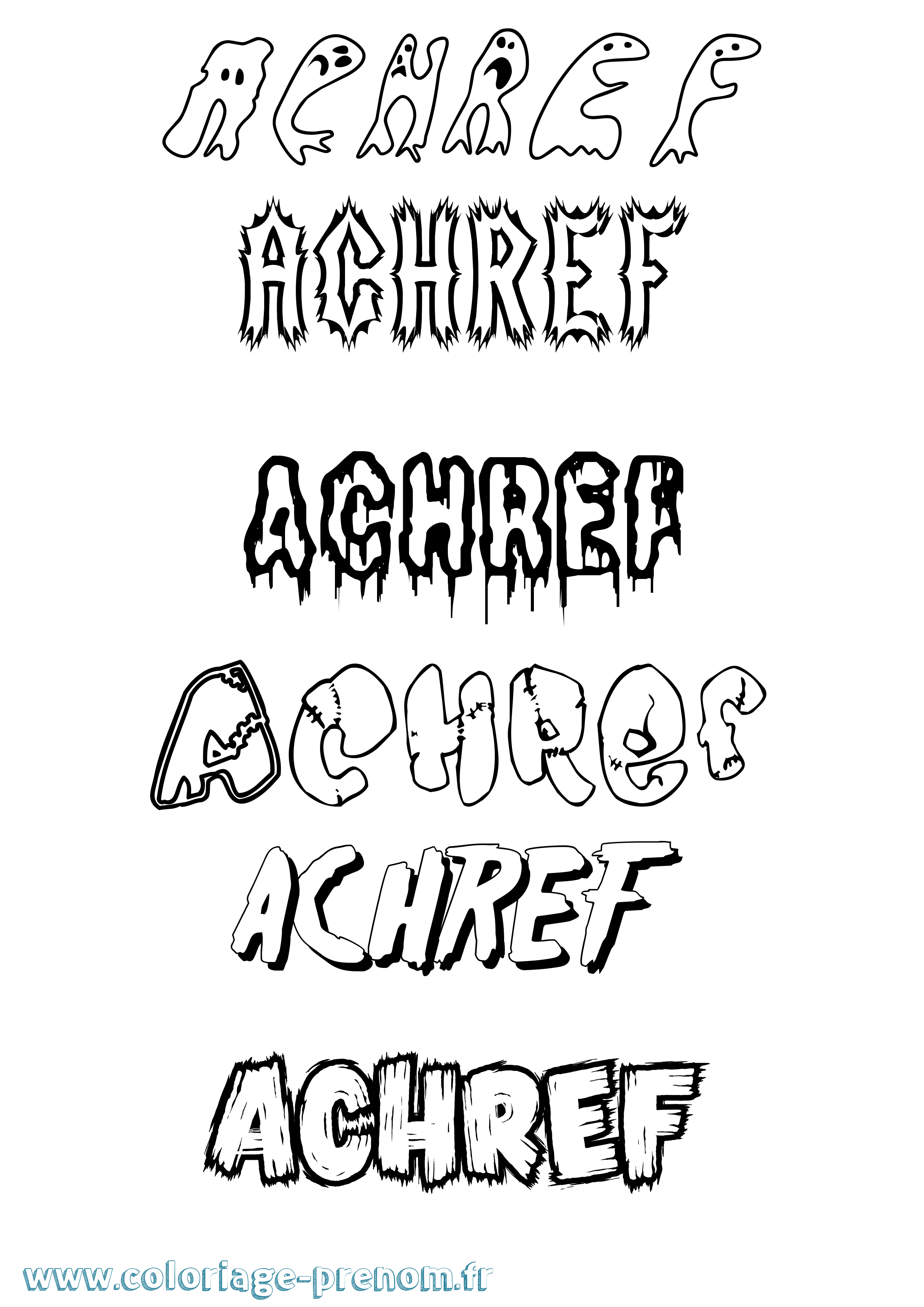 Coloriage Achref Frisson Coloriage prénom Achref Frisson