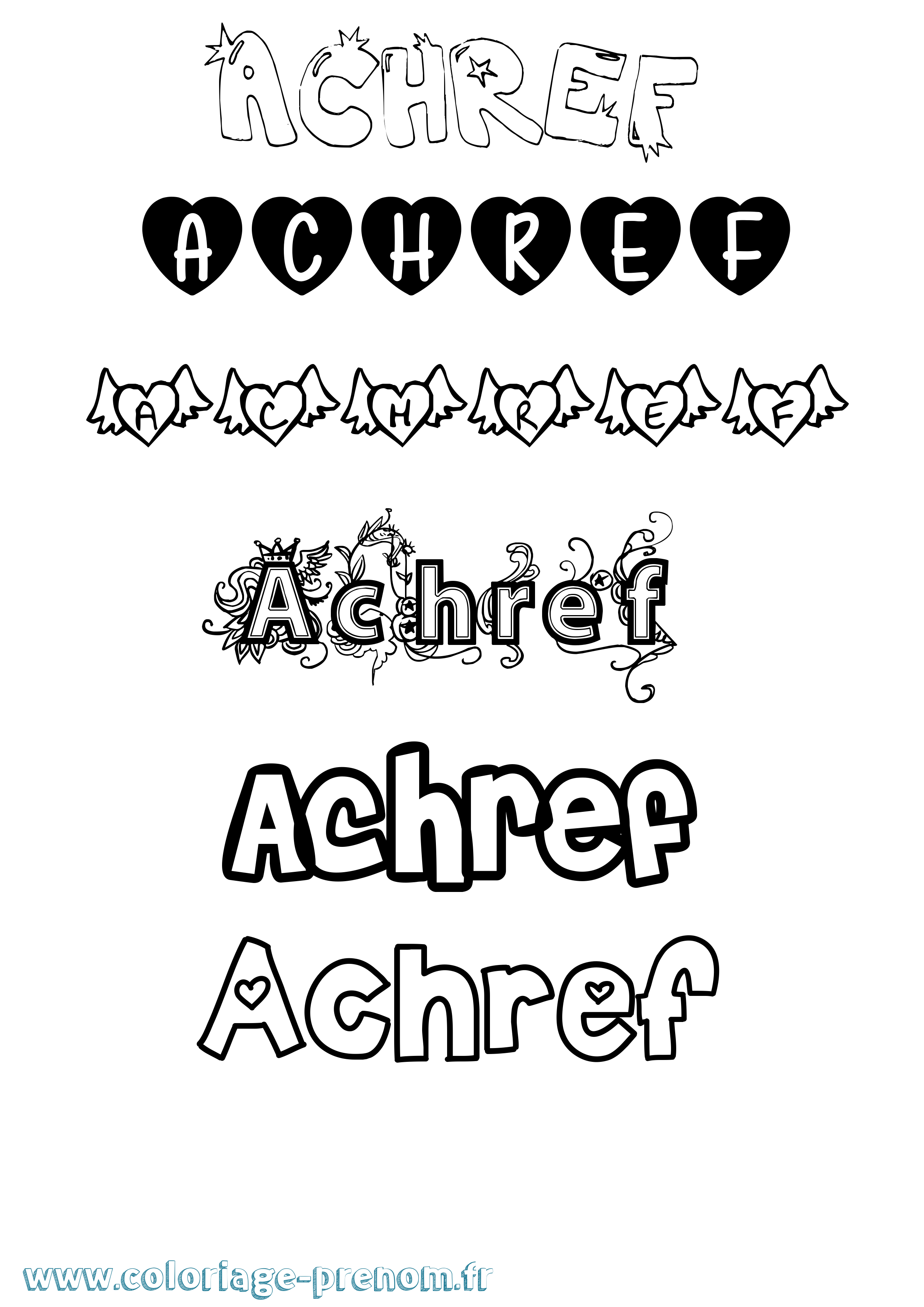 Coloriage Achref Girly Coloriage prénom Achref Girly