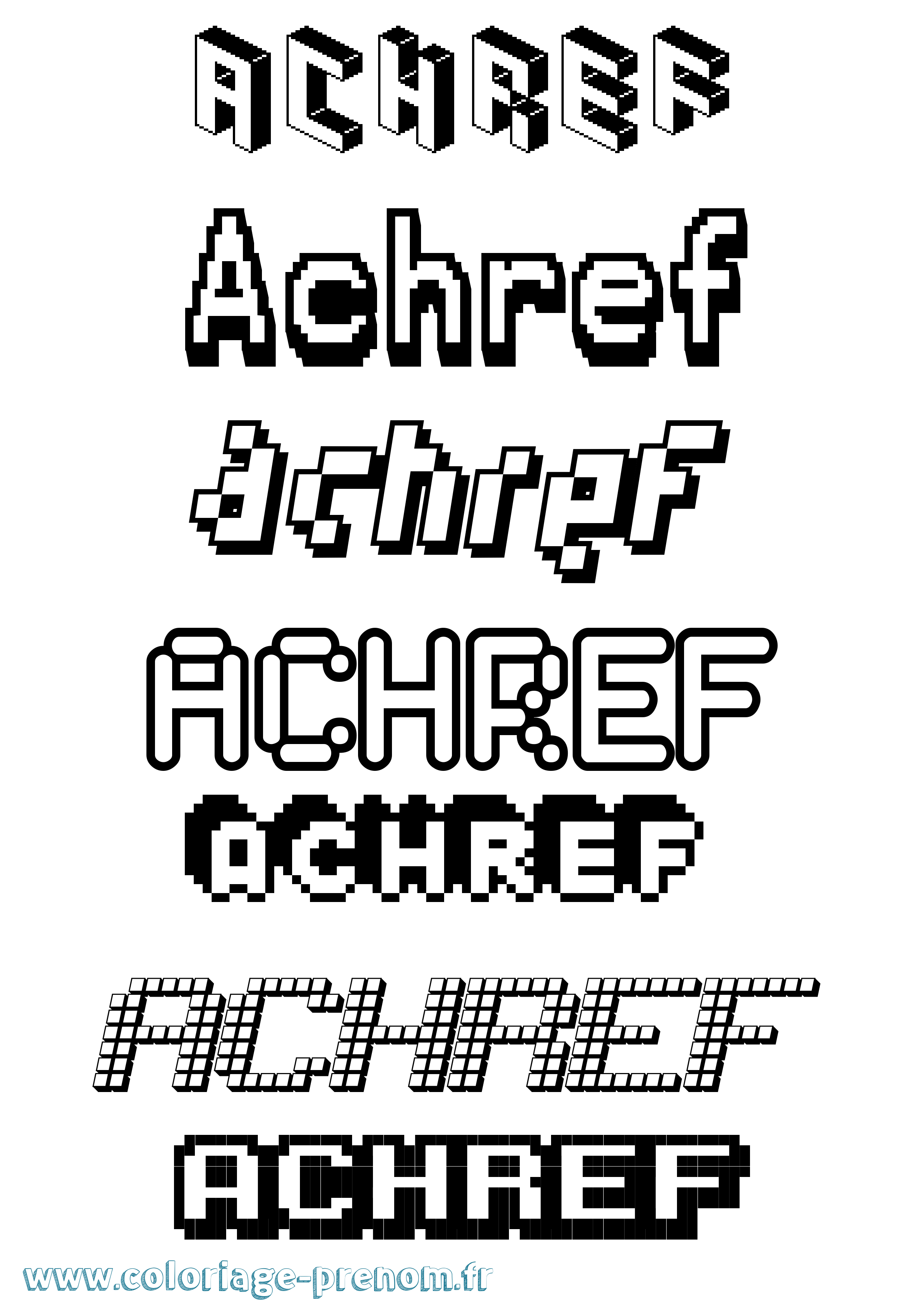 Coloriage Achref Pixel Coloriage prénom Achref Pixel