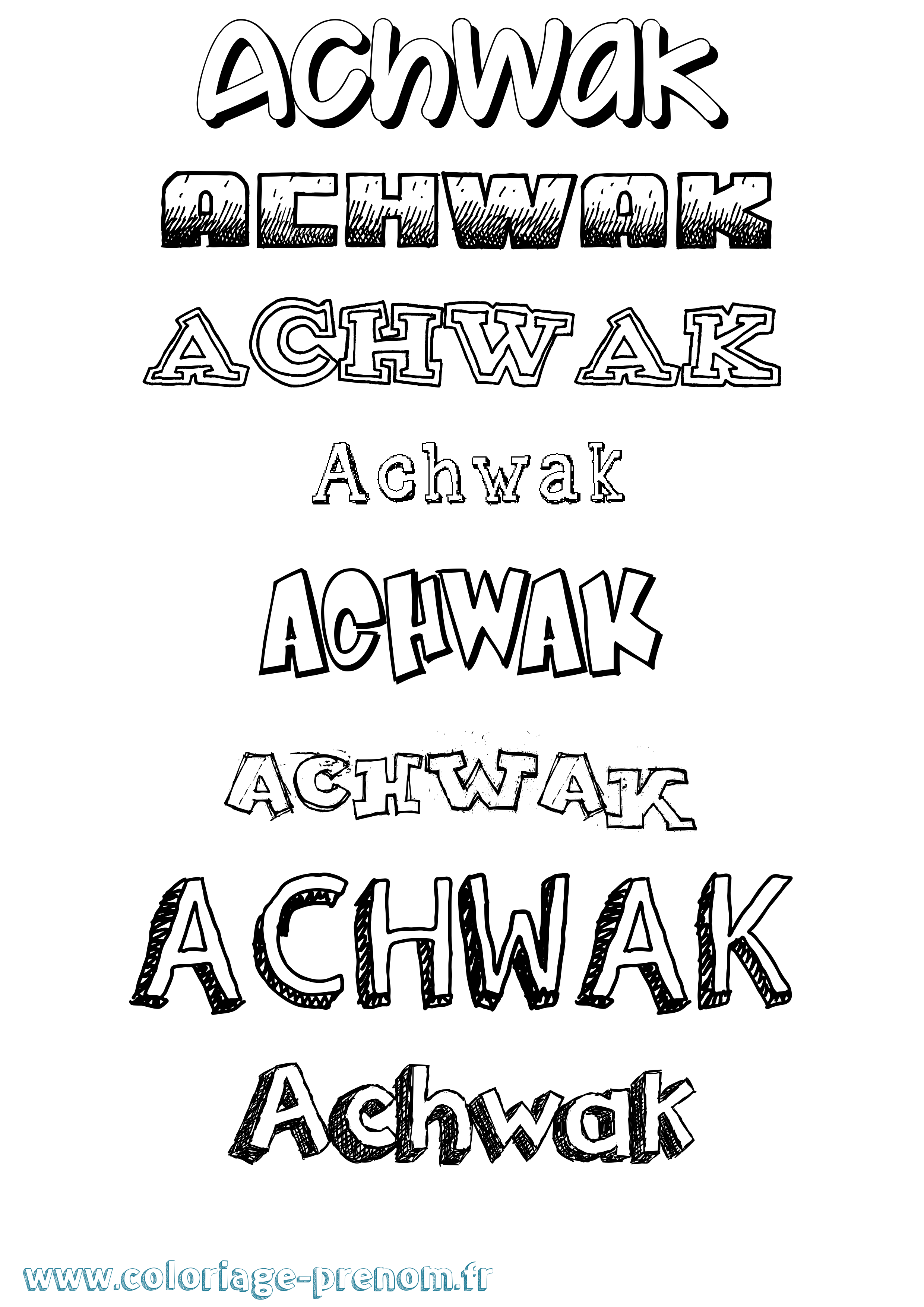 Coloriage prénom Achwak Dessiné