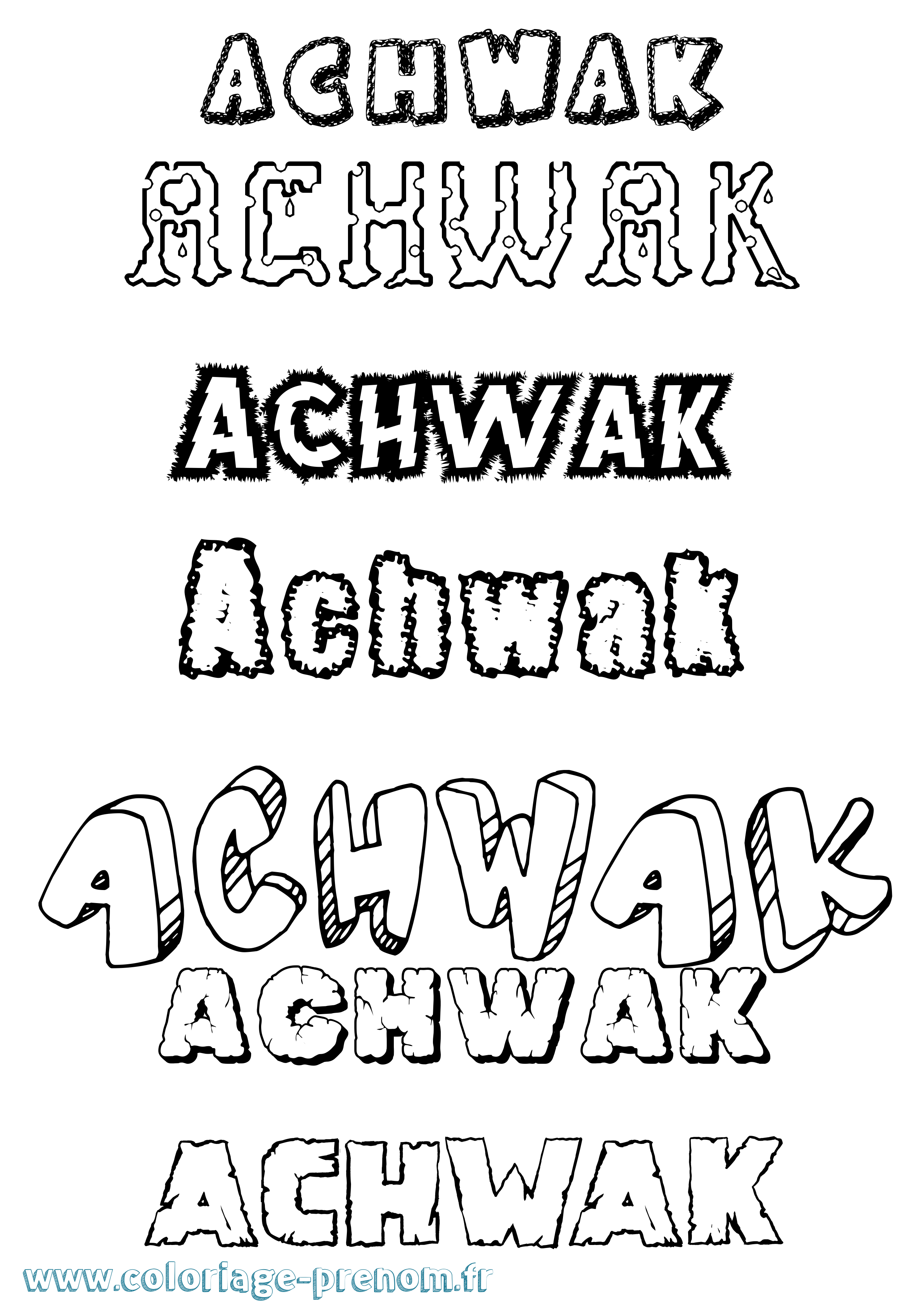 Coloriage prénom Achwak Destructuré