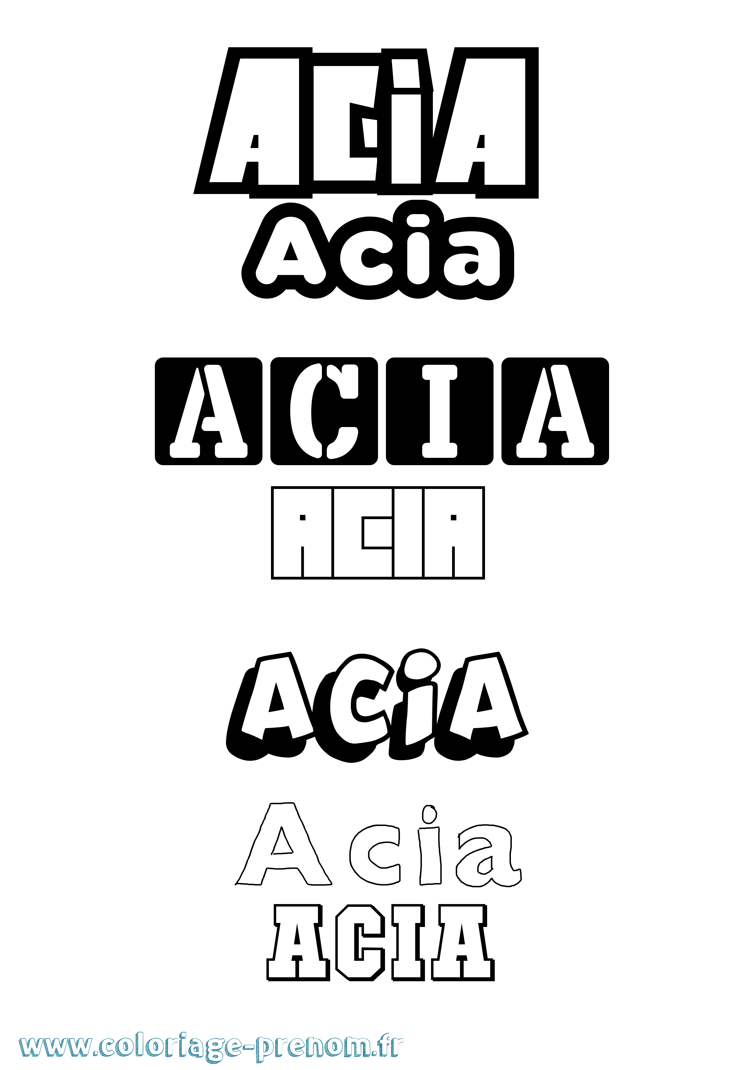 Coloriage prénom Acia Simple
