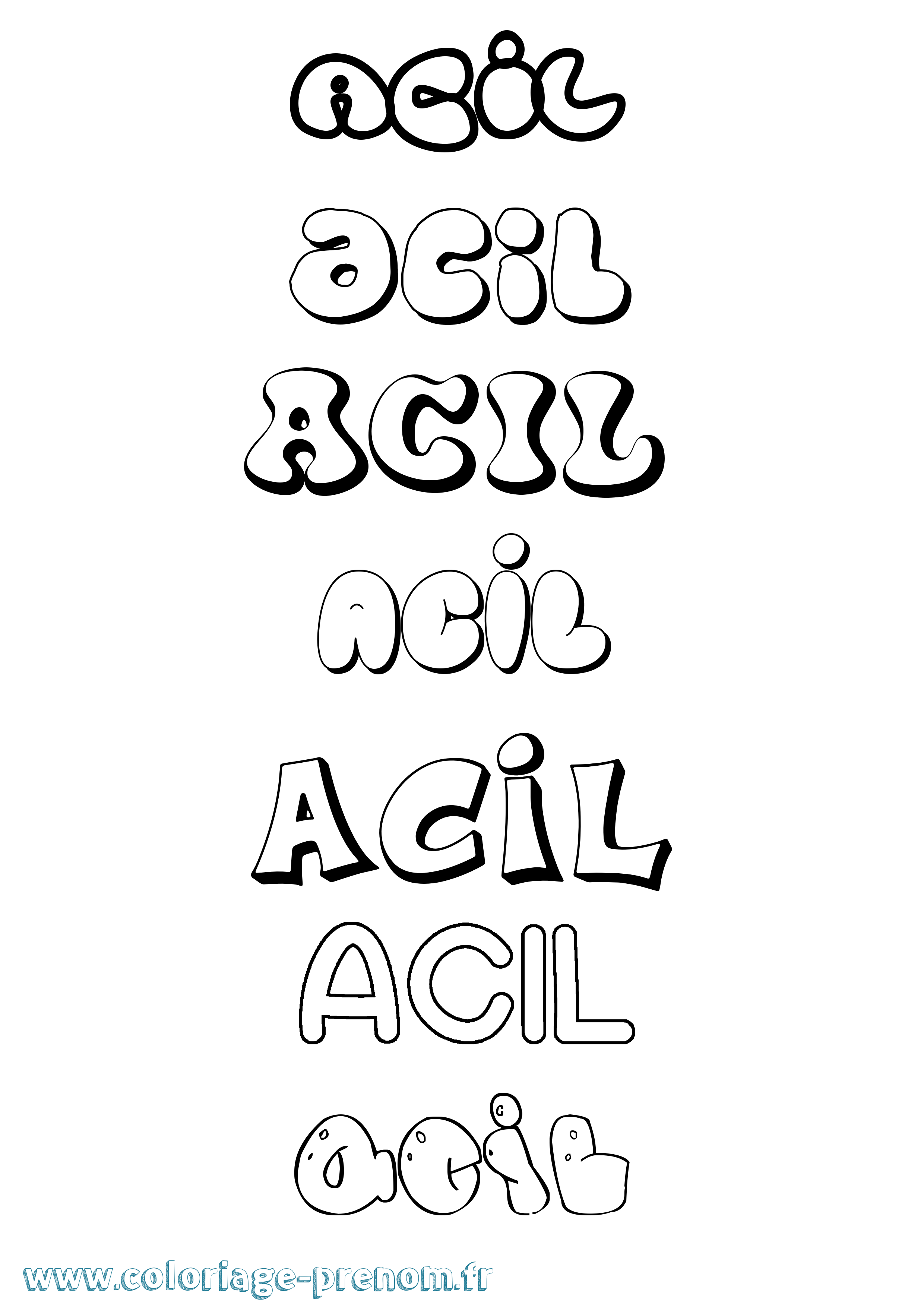 Coloriage Acil Bubble Coloriage prénom Acil Bubble