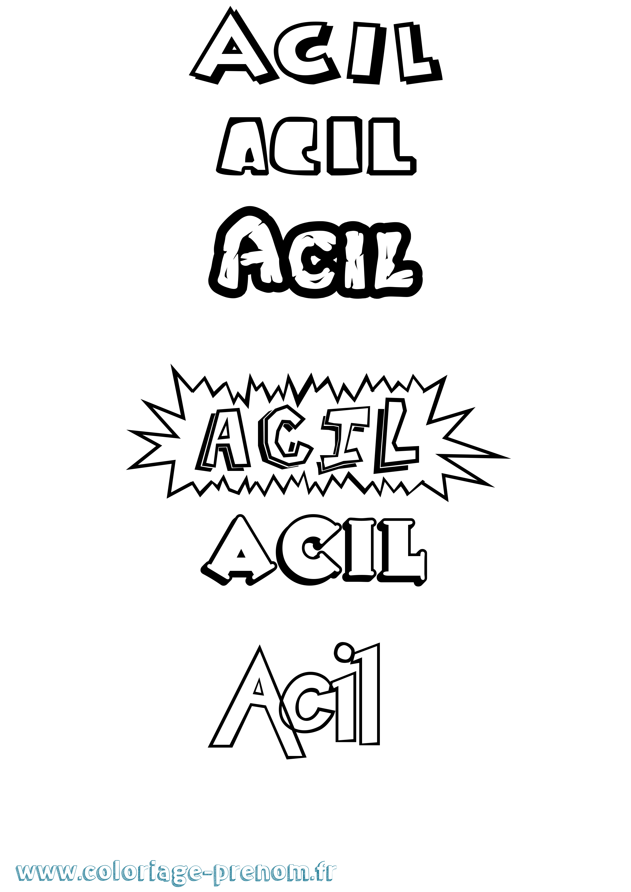 Coloriage Acil Dessin Animé Coloriage prénom Acil Dessin Animé
