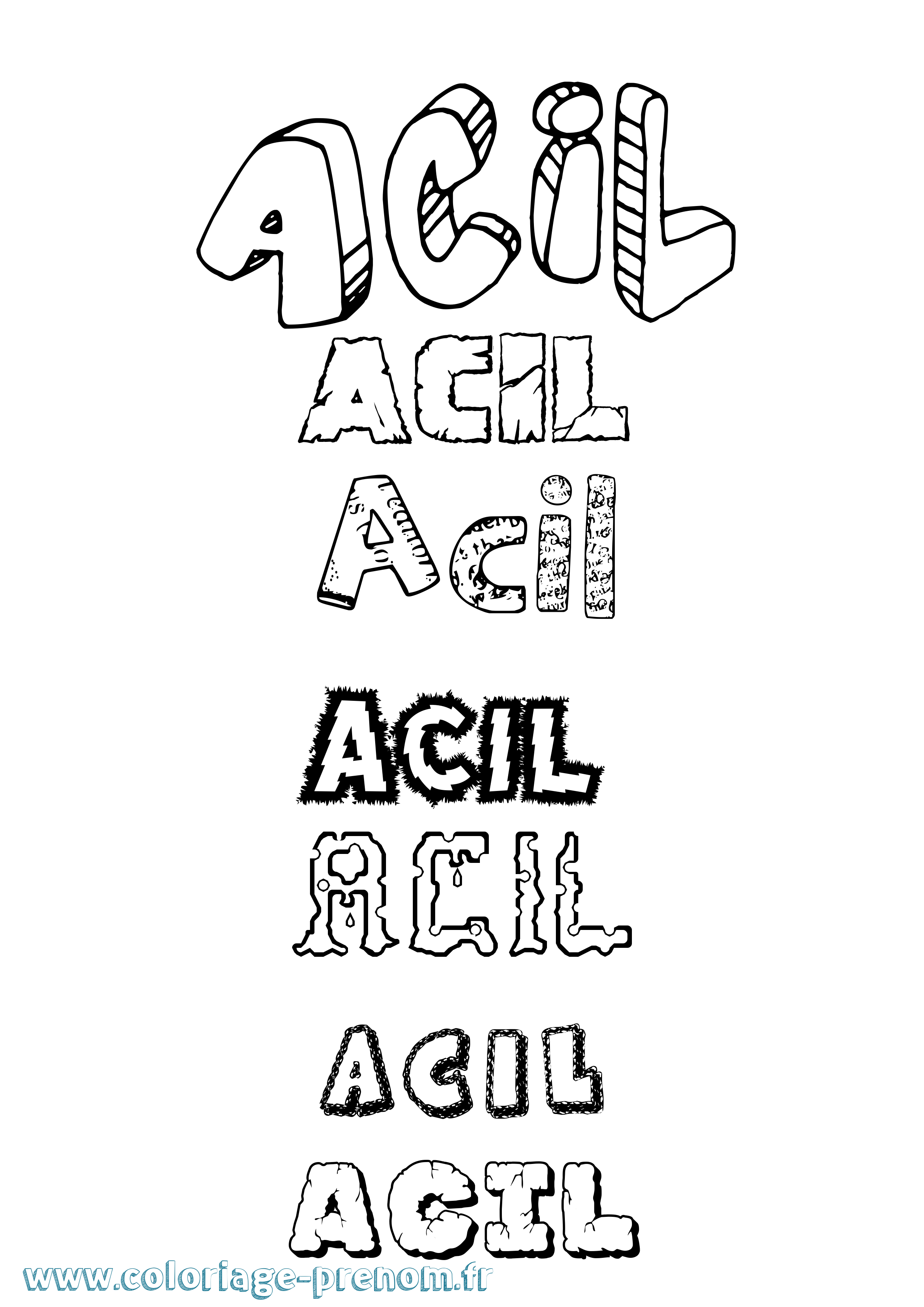 Coloriage Acil Destructuré Coloriage prénom Acil Destructuré