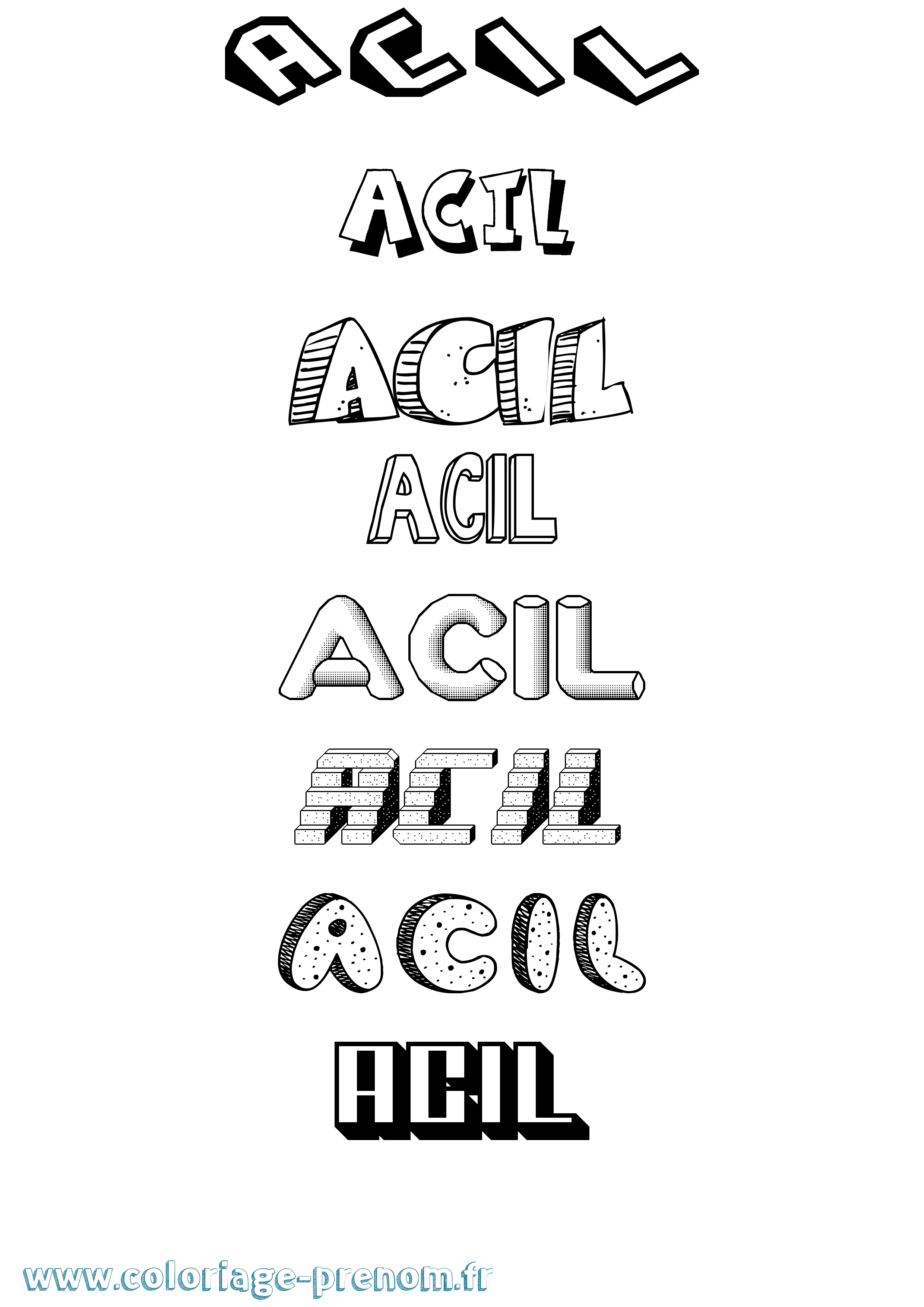Coloriage Acil Effet 3D Coloriage prénom Acil Effet 3D